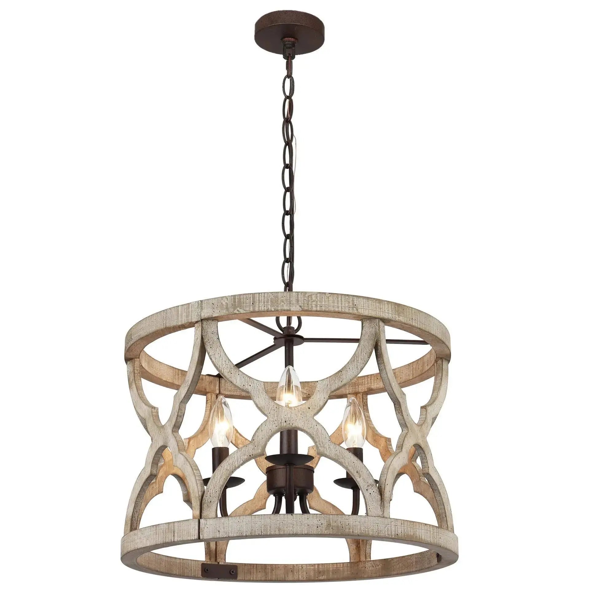 Hippometiph 3-Light Small Wood  Chandelier