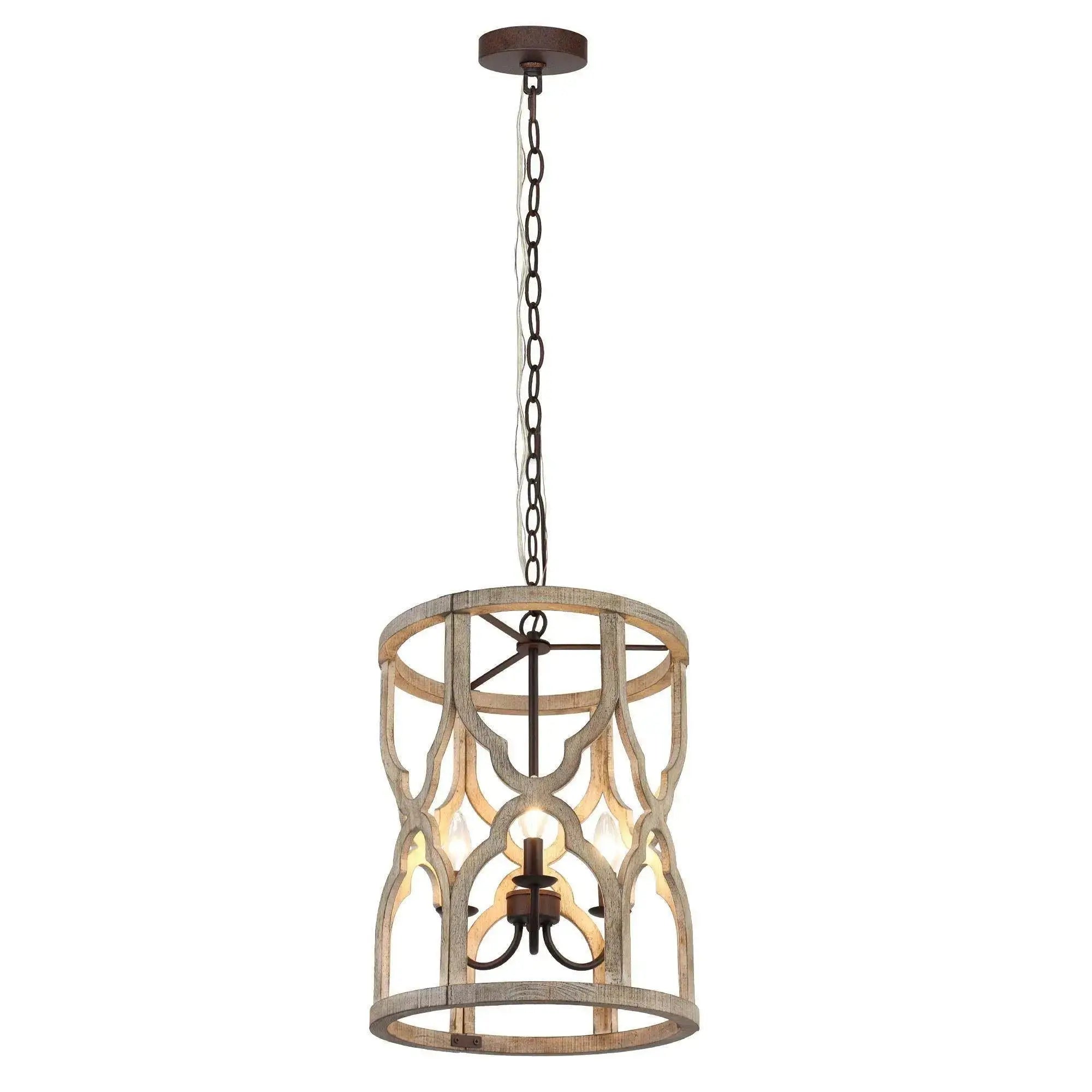 Hippometiph 3-Light Mini Wood Farmhouse Pendant Light Fixtures
