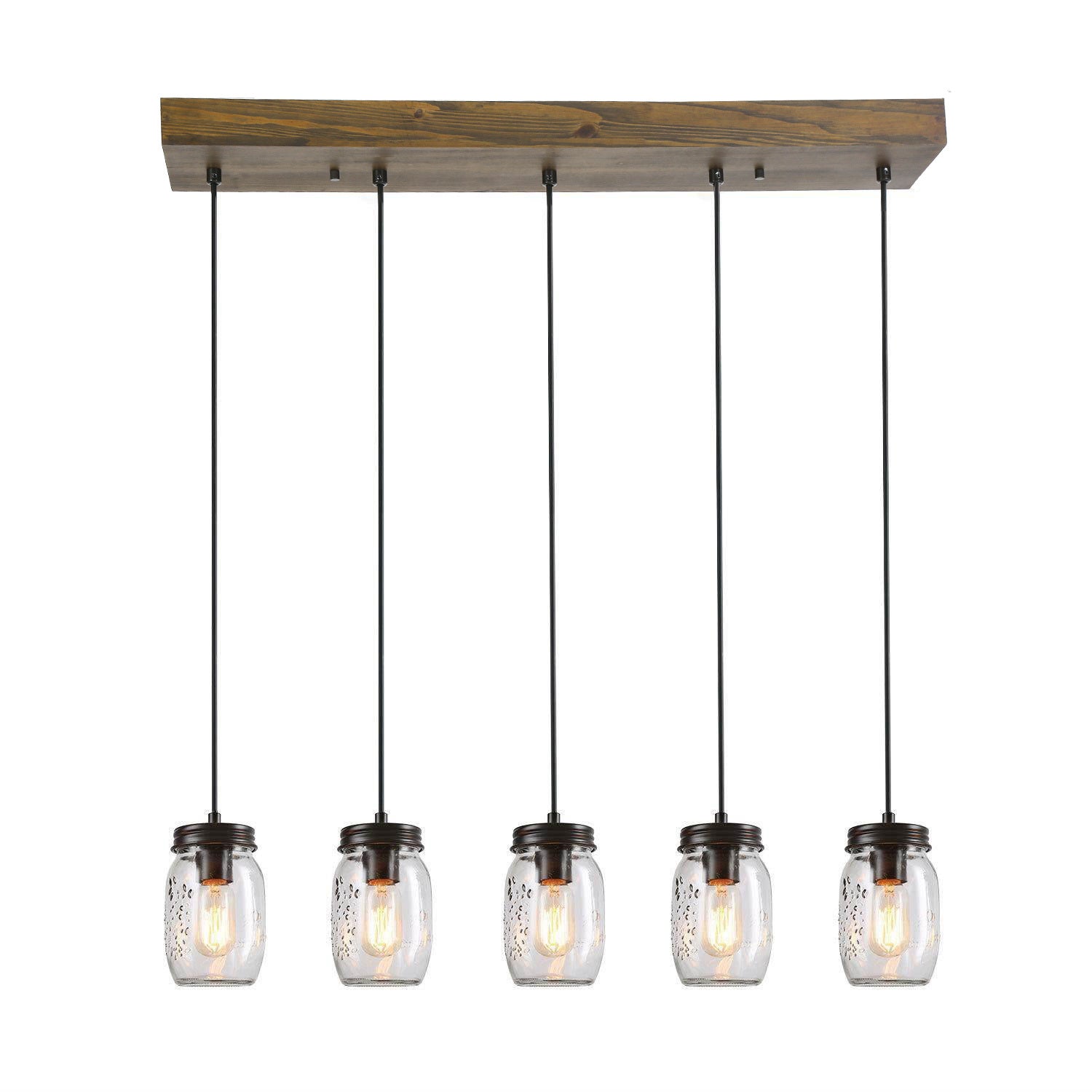 Farmhouse 5-Light Mason Jar Pendant Island Lights Chandelier