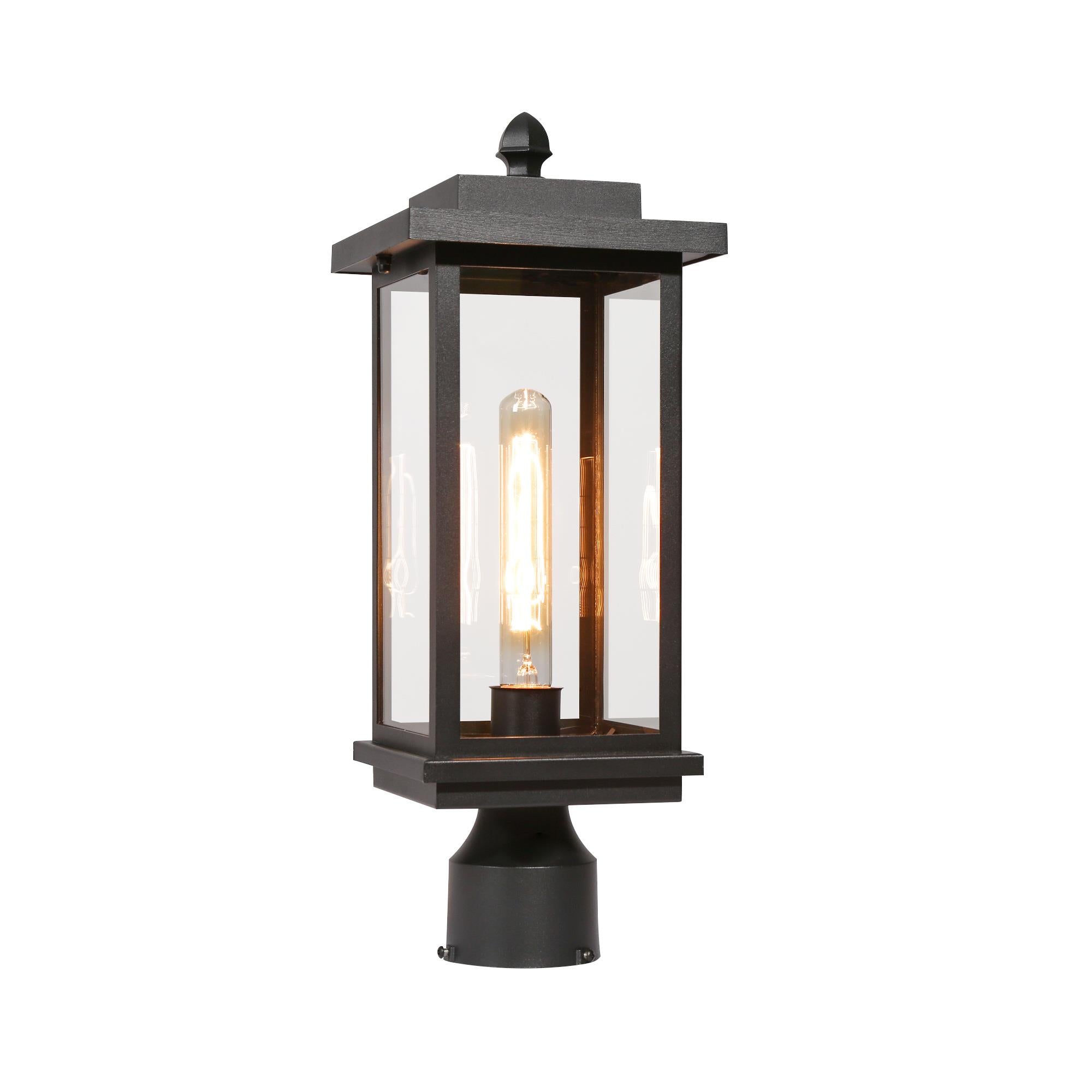 Melanthius 15.5"H 1-Light Black Outdoor Post Light