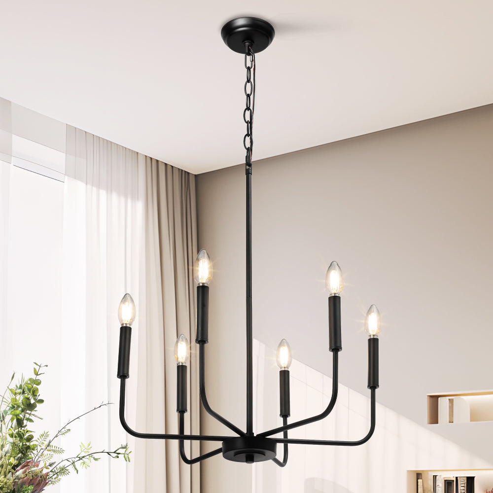 Askrlessi 6-Light Small Black Chandelier