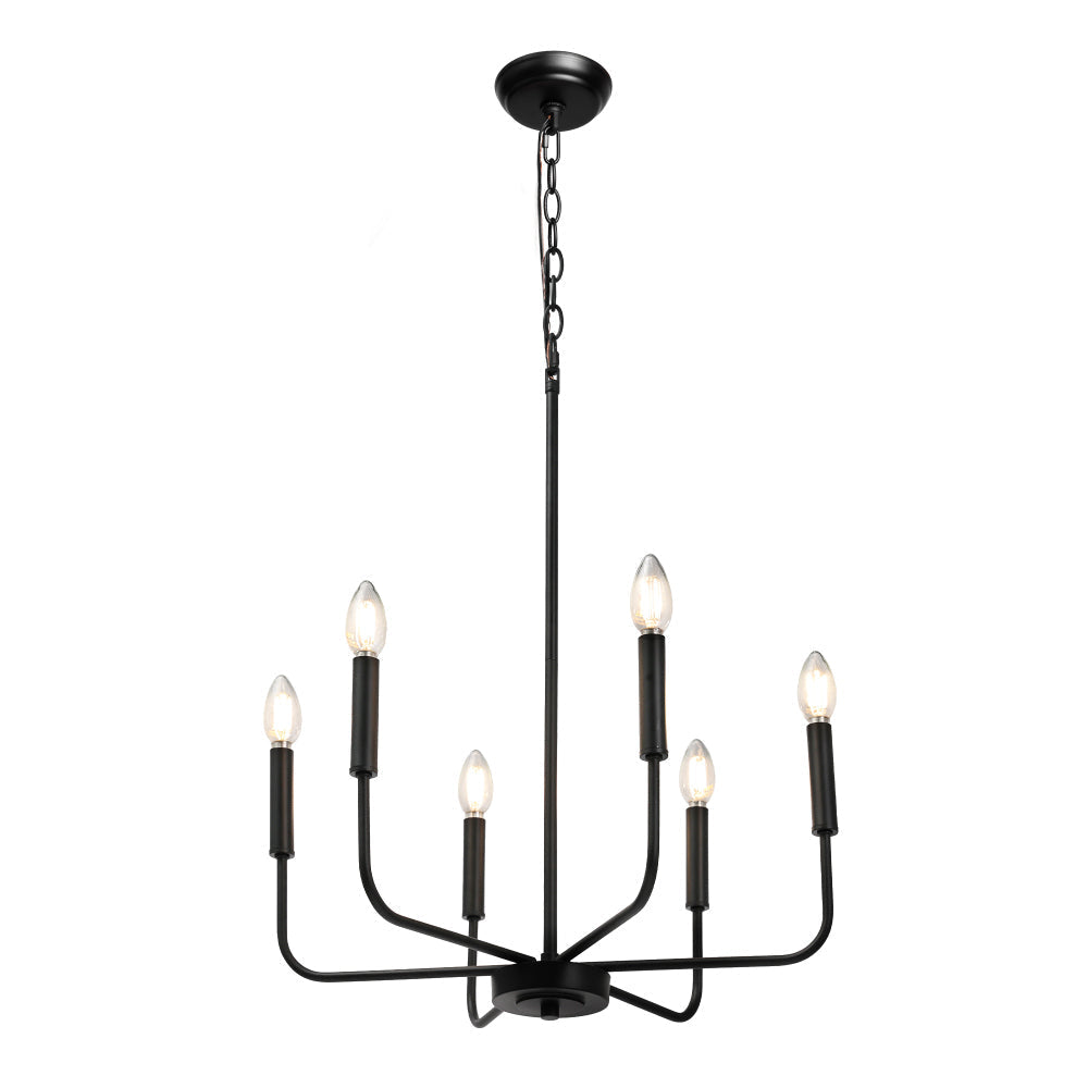 Askrlessi 6-Light Small Black Chandelier