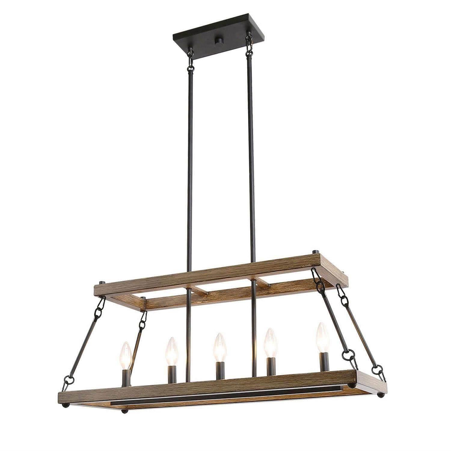 Spinach 5-Light Large Wood Chandelier