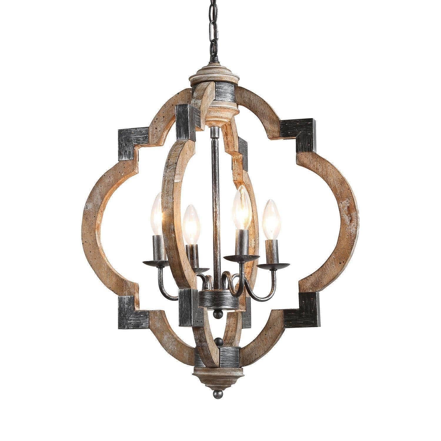 Adrammelech 4-Light Small Wood Chandelier