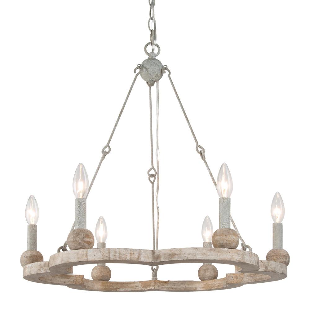 6-Light Medium Wood Chandelier