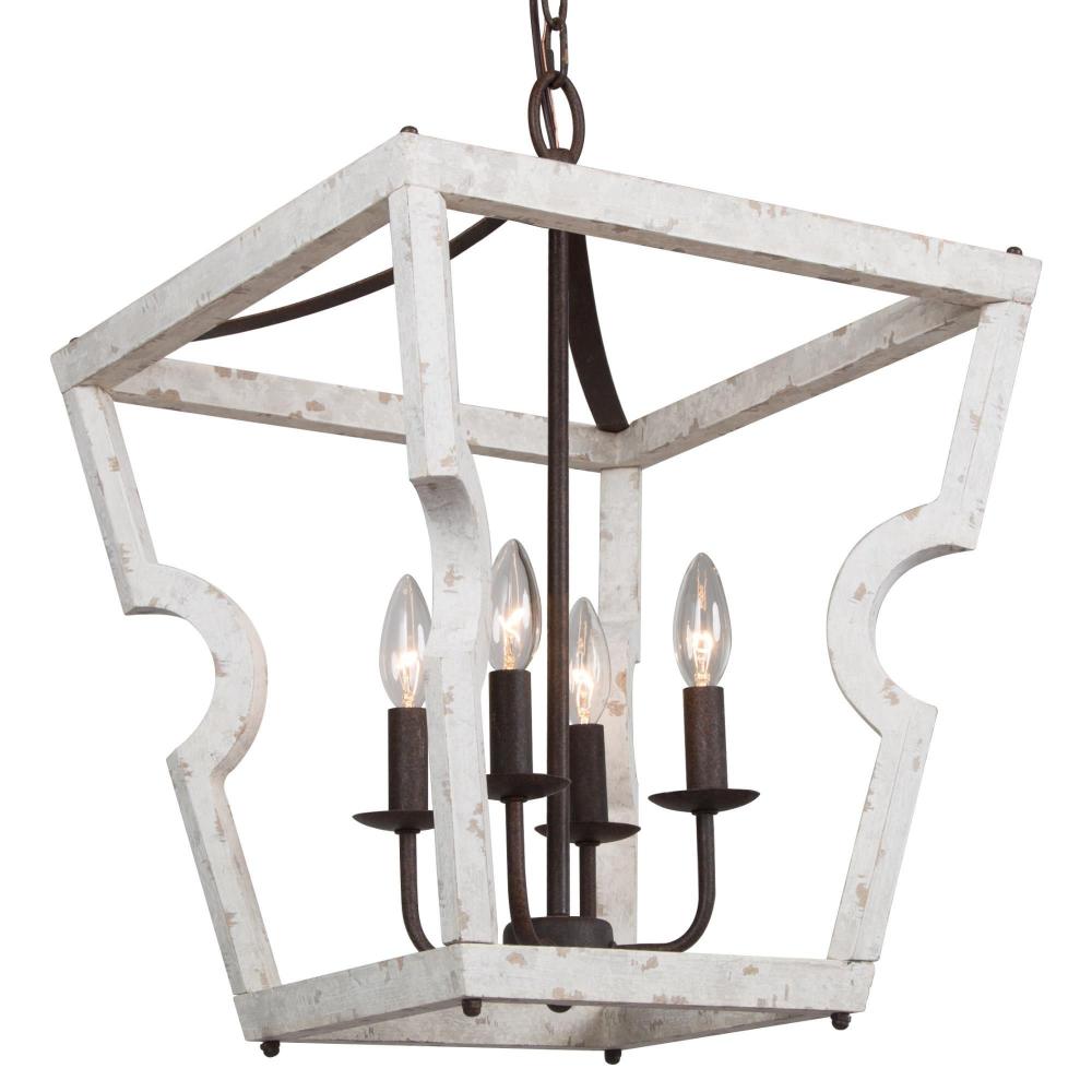 4-Light Small Wood Chandelier