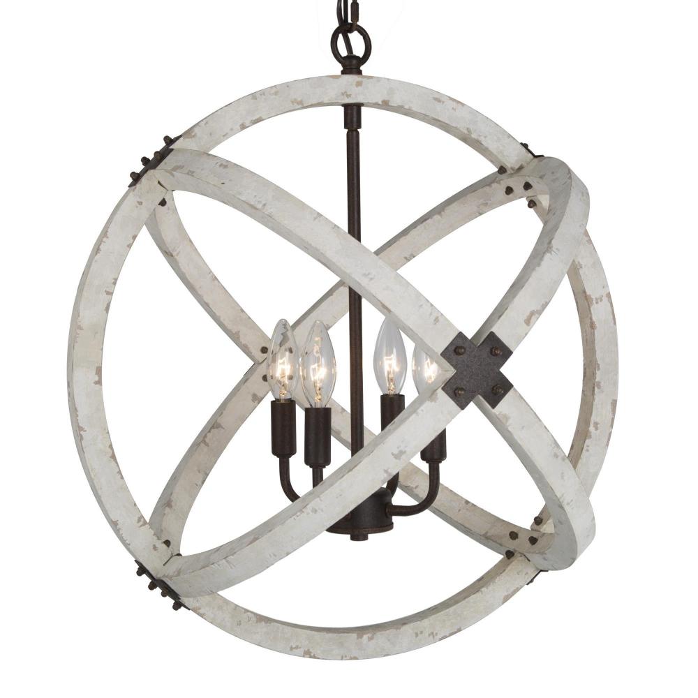 4-Light Small Wood Chandelier