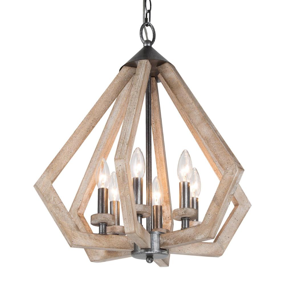 6-Light Small Wood Chandelier