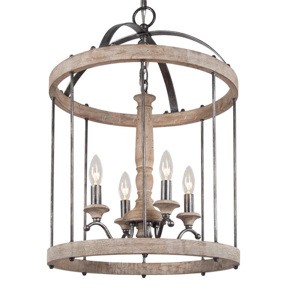 4-Light Mini Wood Chandelier