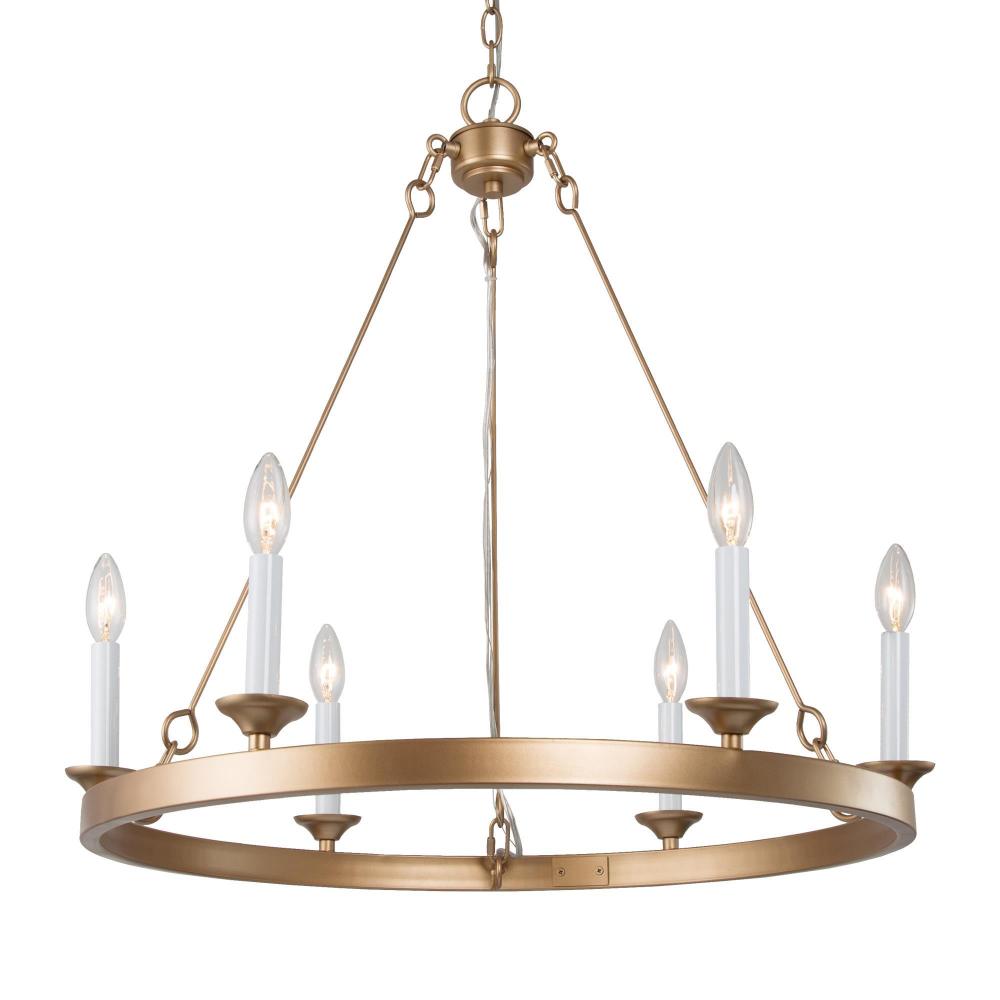 6-Light Large Gold Chandelier