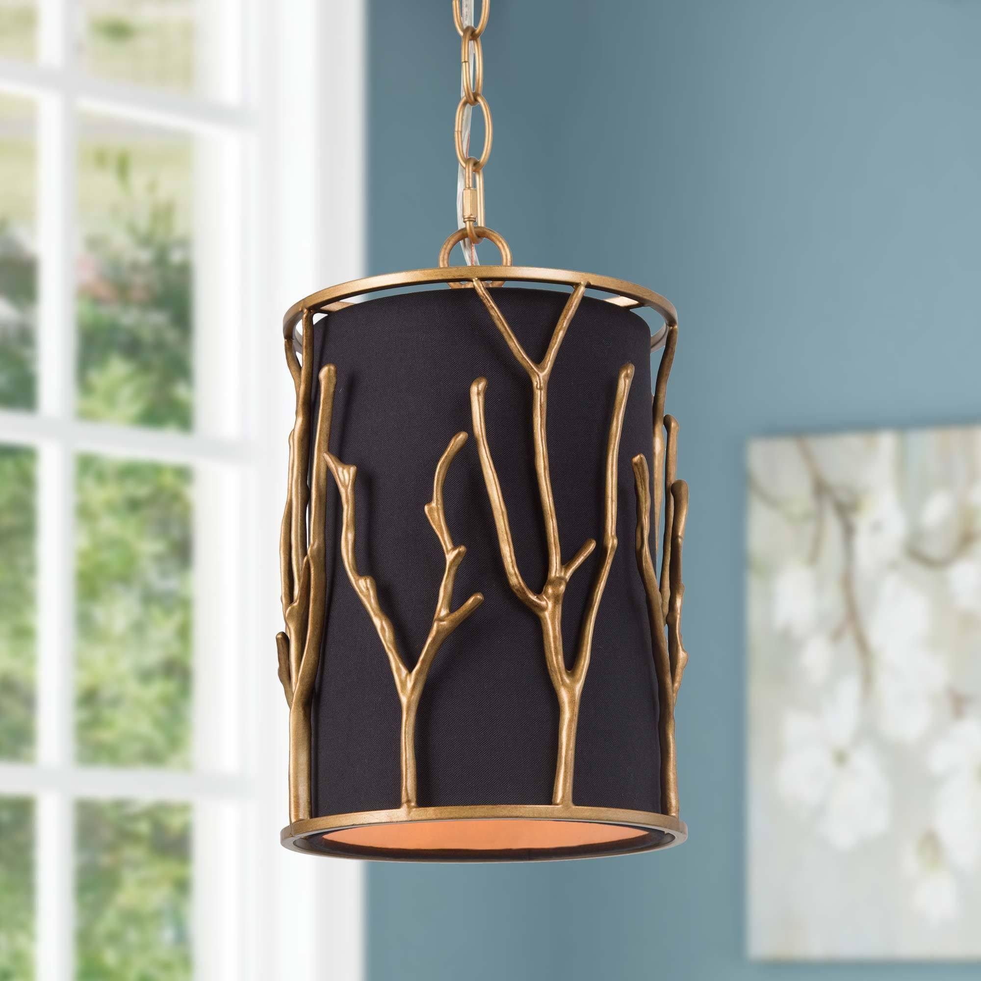 Honjozoing 1-Light 7.5" Black&Gold Modern Cylinder Pendant Light Fixtures
