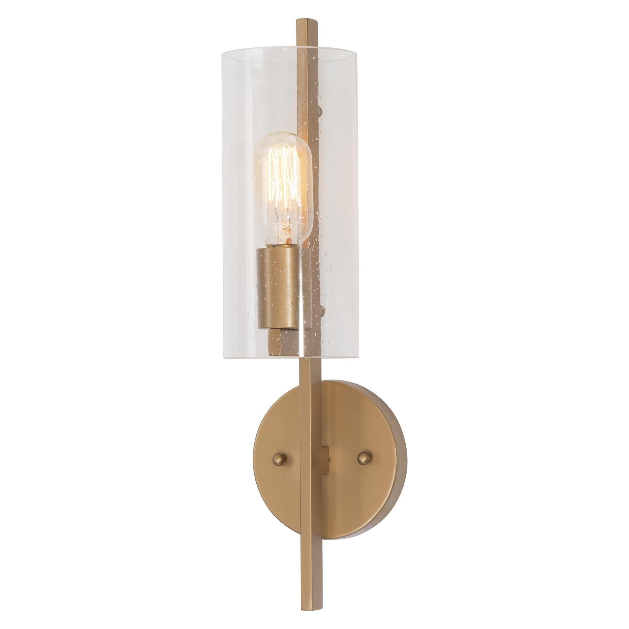 Tethysia 1-Light Modern Gold Cylinder Seeded Glass Wall Sconces