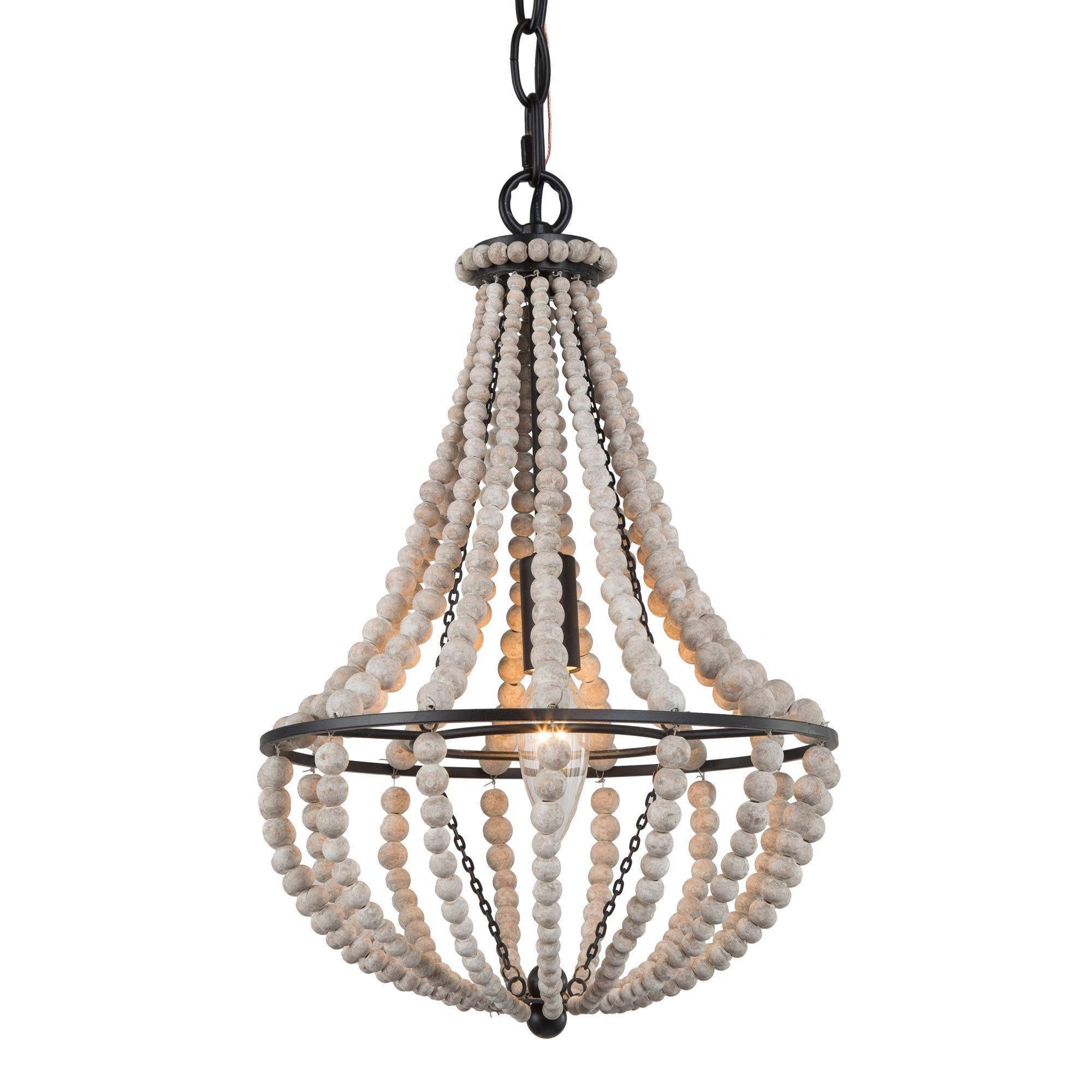 1-Light Wood Beaded Mini Chandeliers