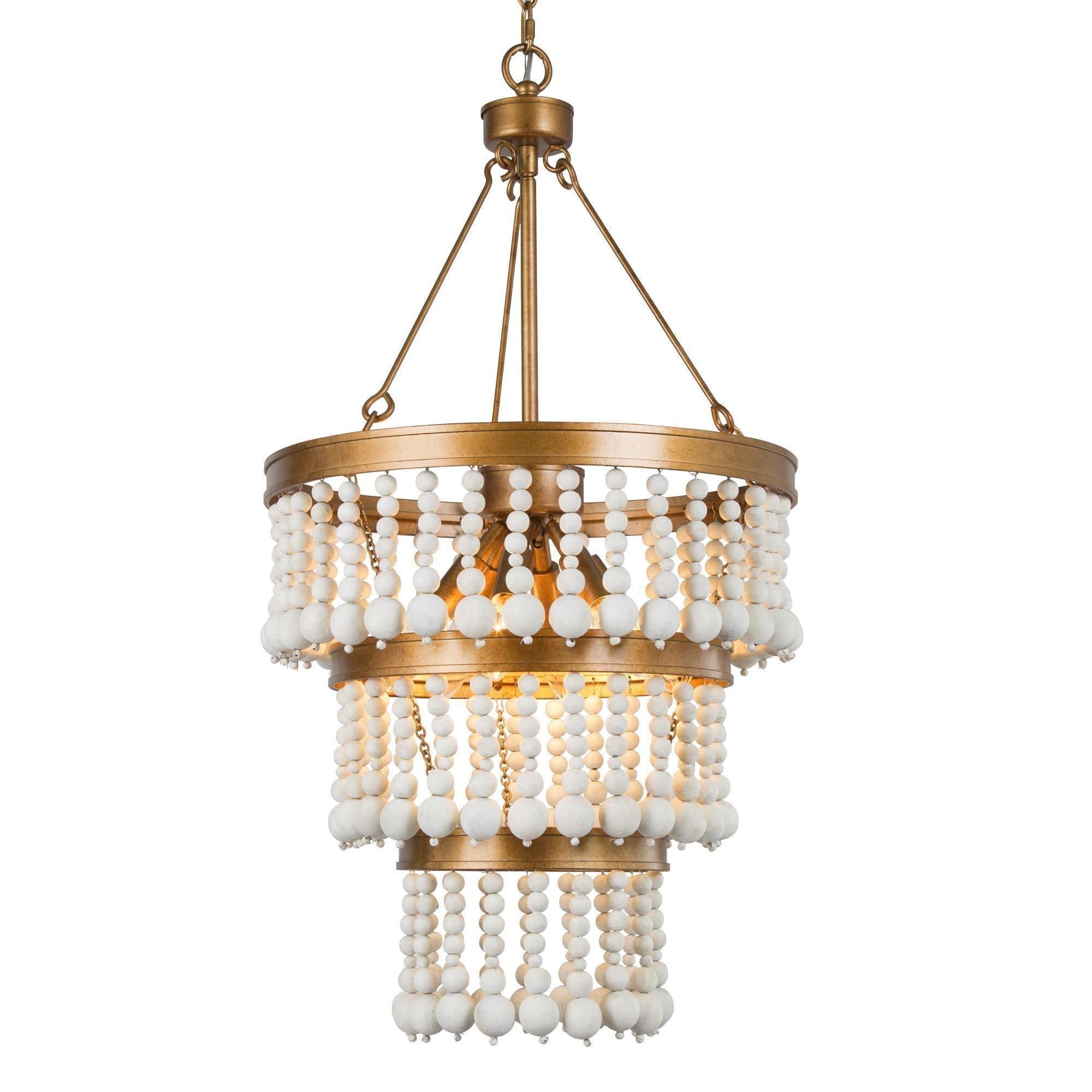 6-Light Wood Beads Chandelier
