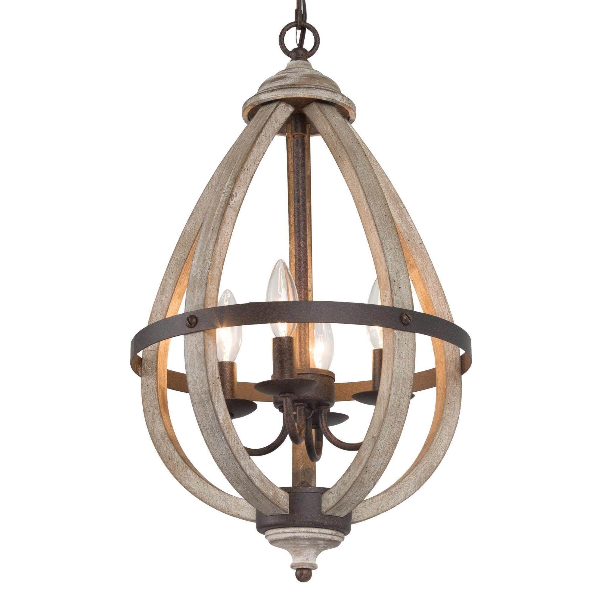 4-Light Wood Lantern Chandeliers