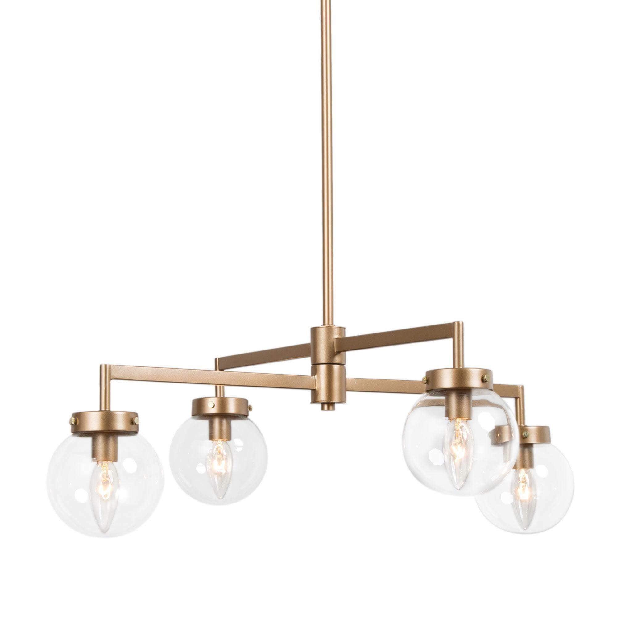 4-Light Modern Gold Globe Glass Chandeliers
