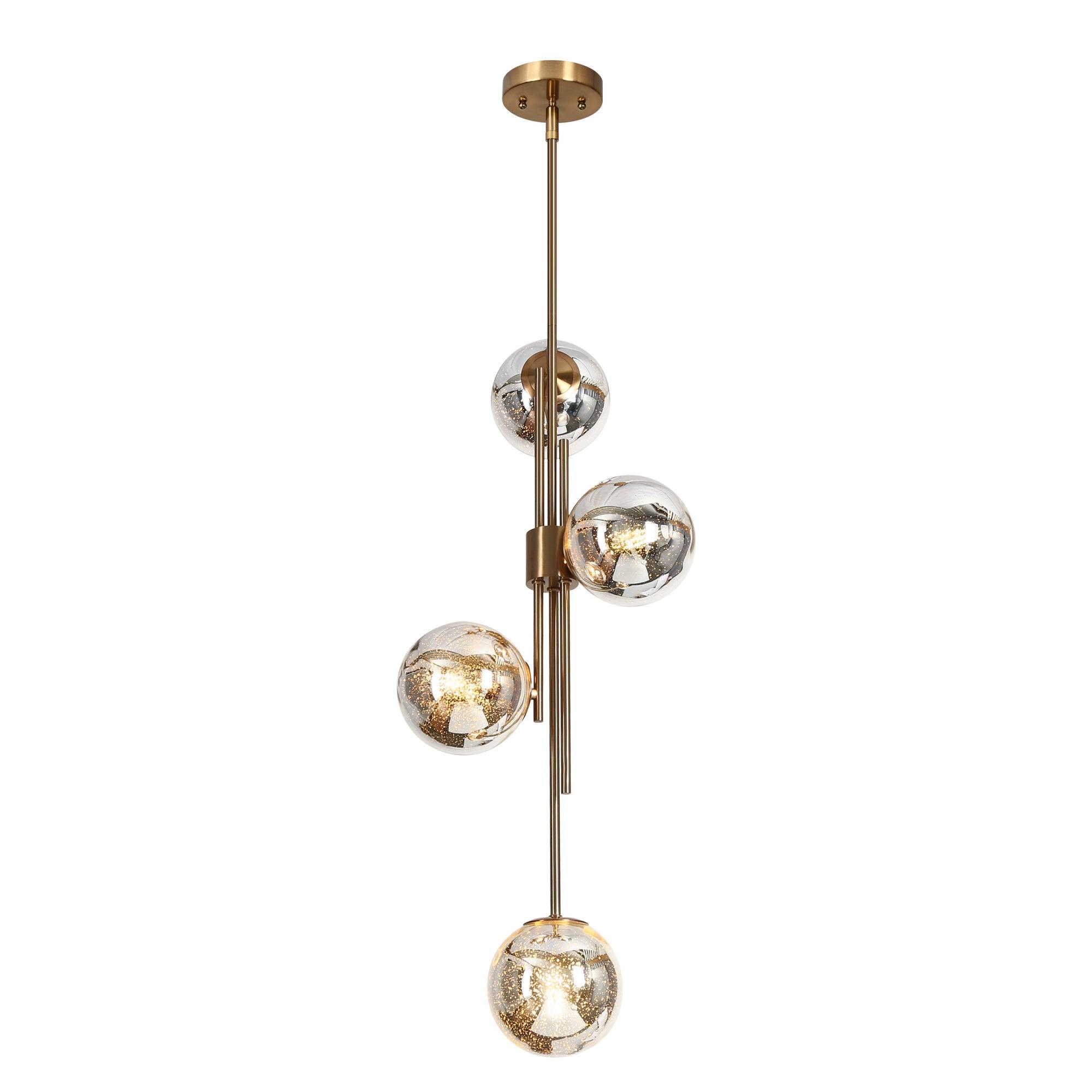 4-Light Mercury Glass Chandelier for Kitchen Island