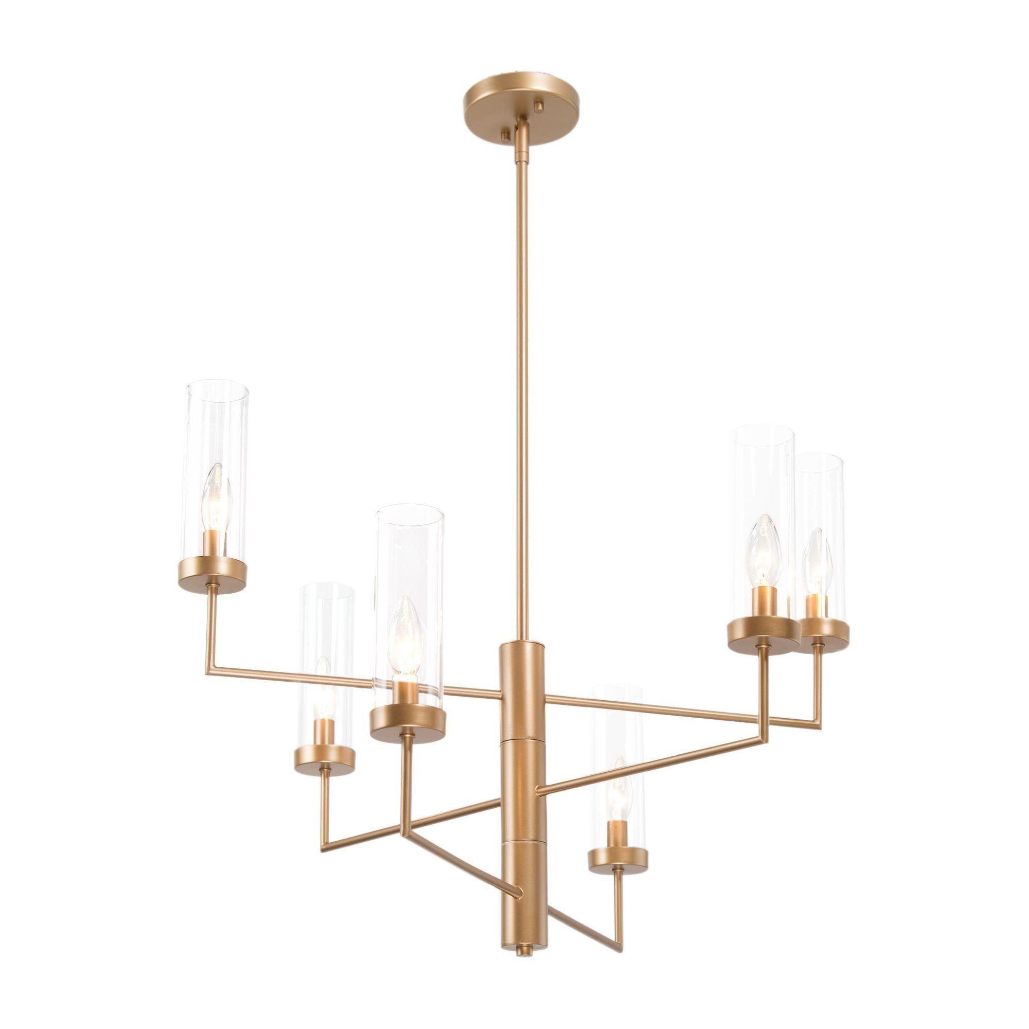 6-Light Gold Spin Chandeliers