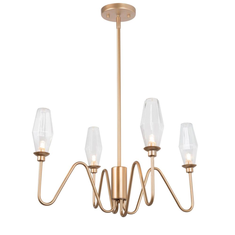 4-Light 23-in Gold Modern Candlestick Glass Kitchen Island Light