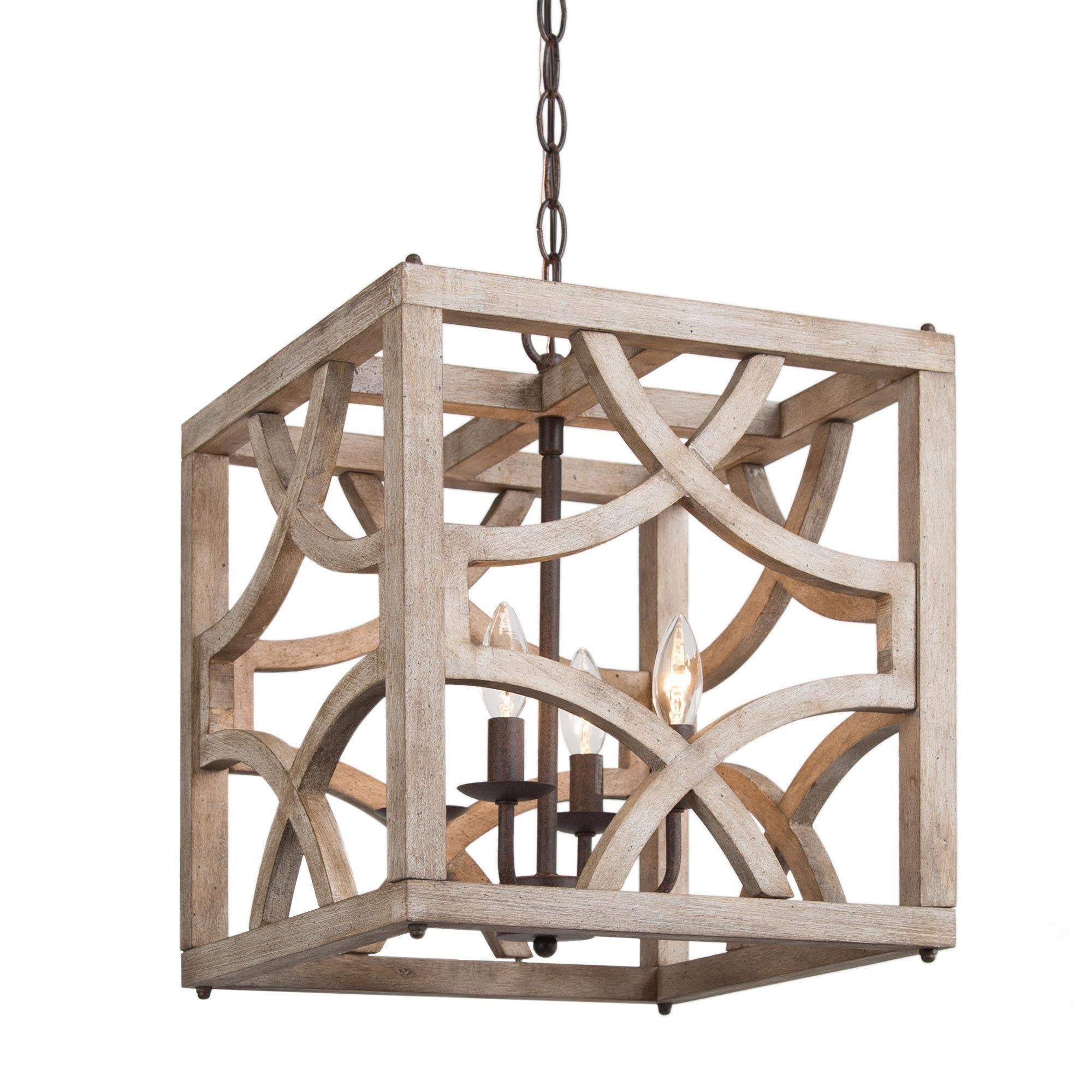 Elderflower 4-Light Small Wood Chandelier