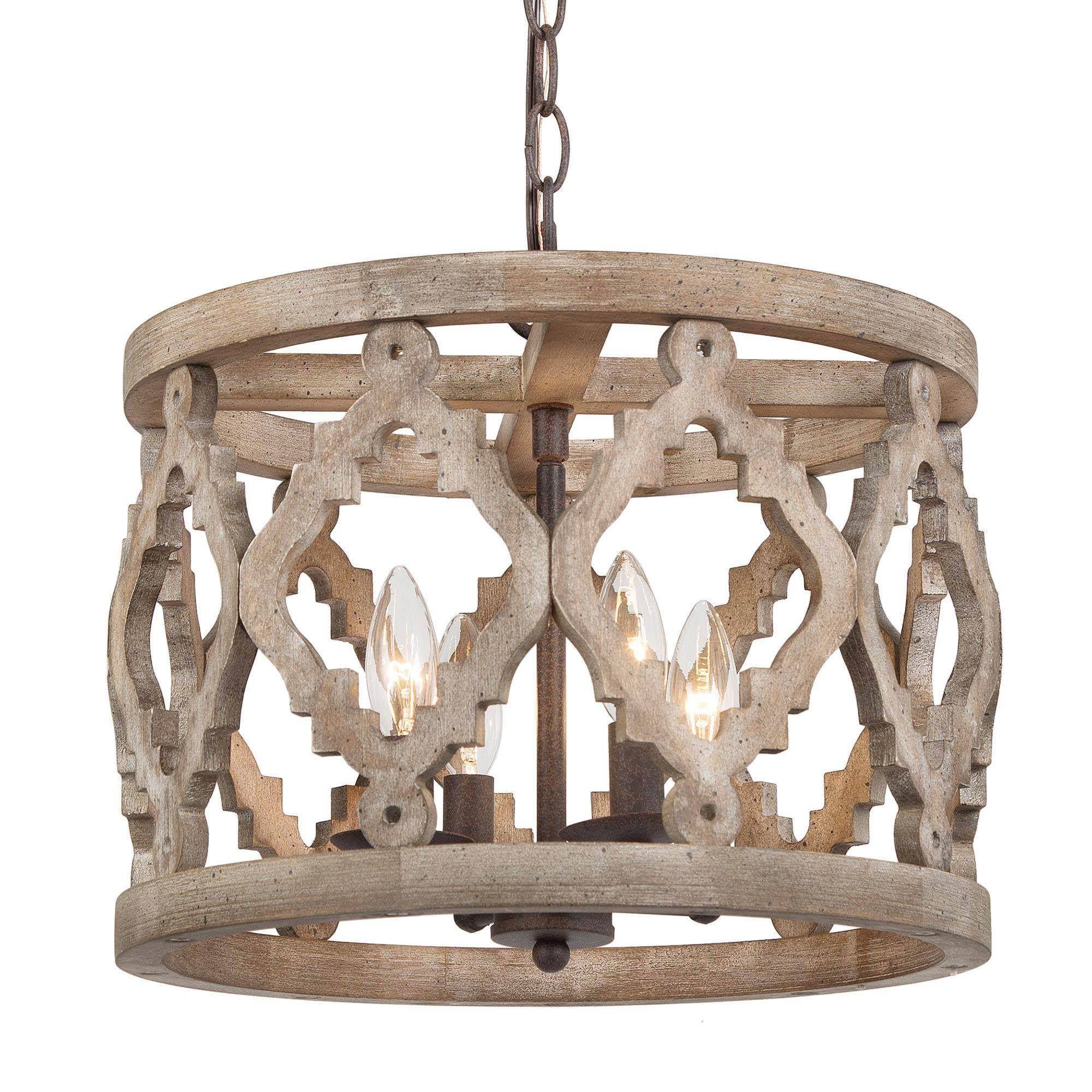 Deladykir 4-Light Small Wood Chandelier