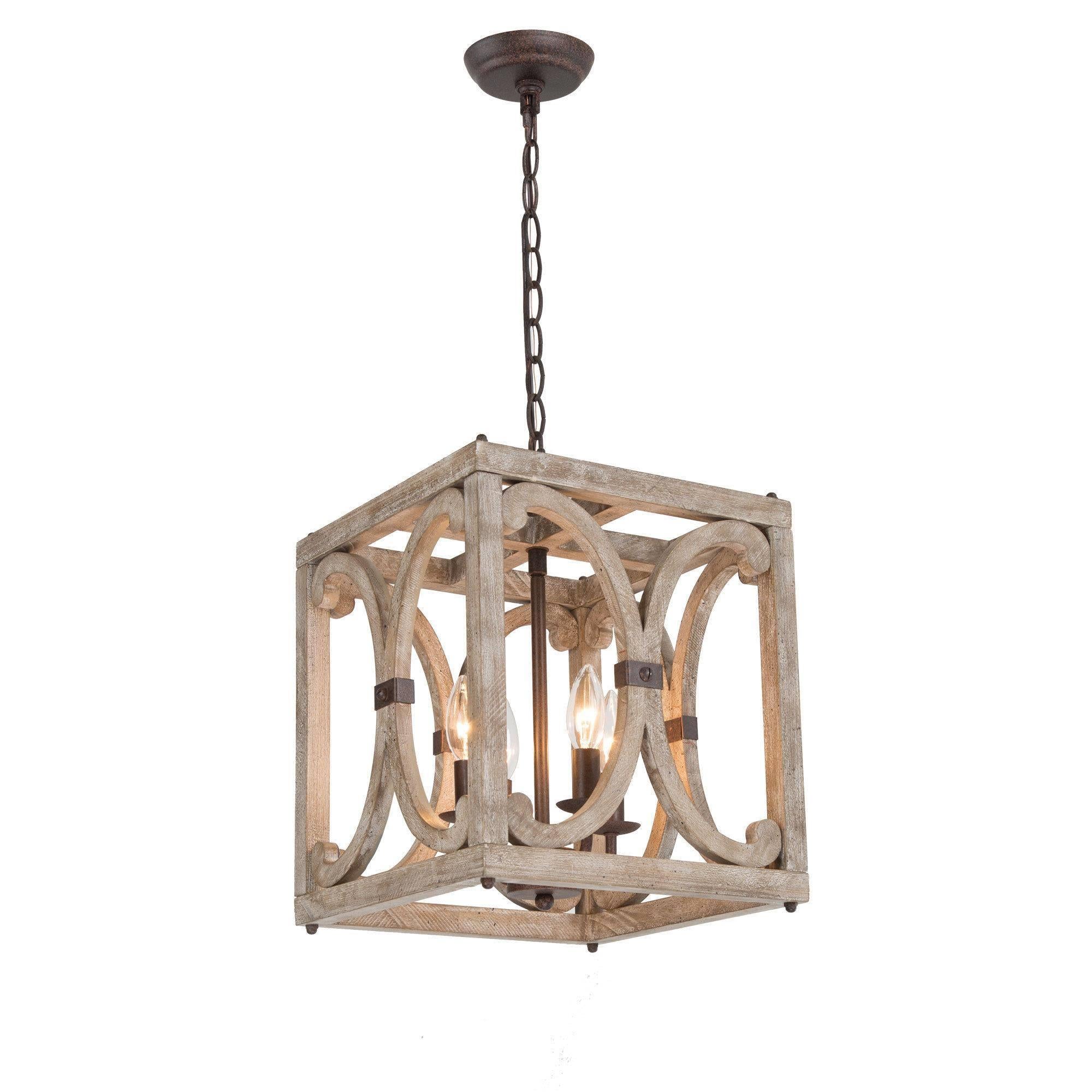 Tubastrea 4-Light Mini Wood Chandelier