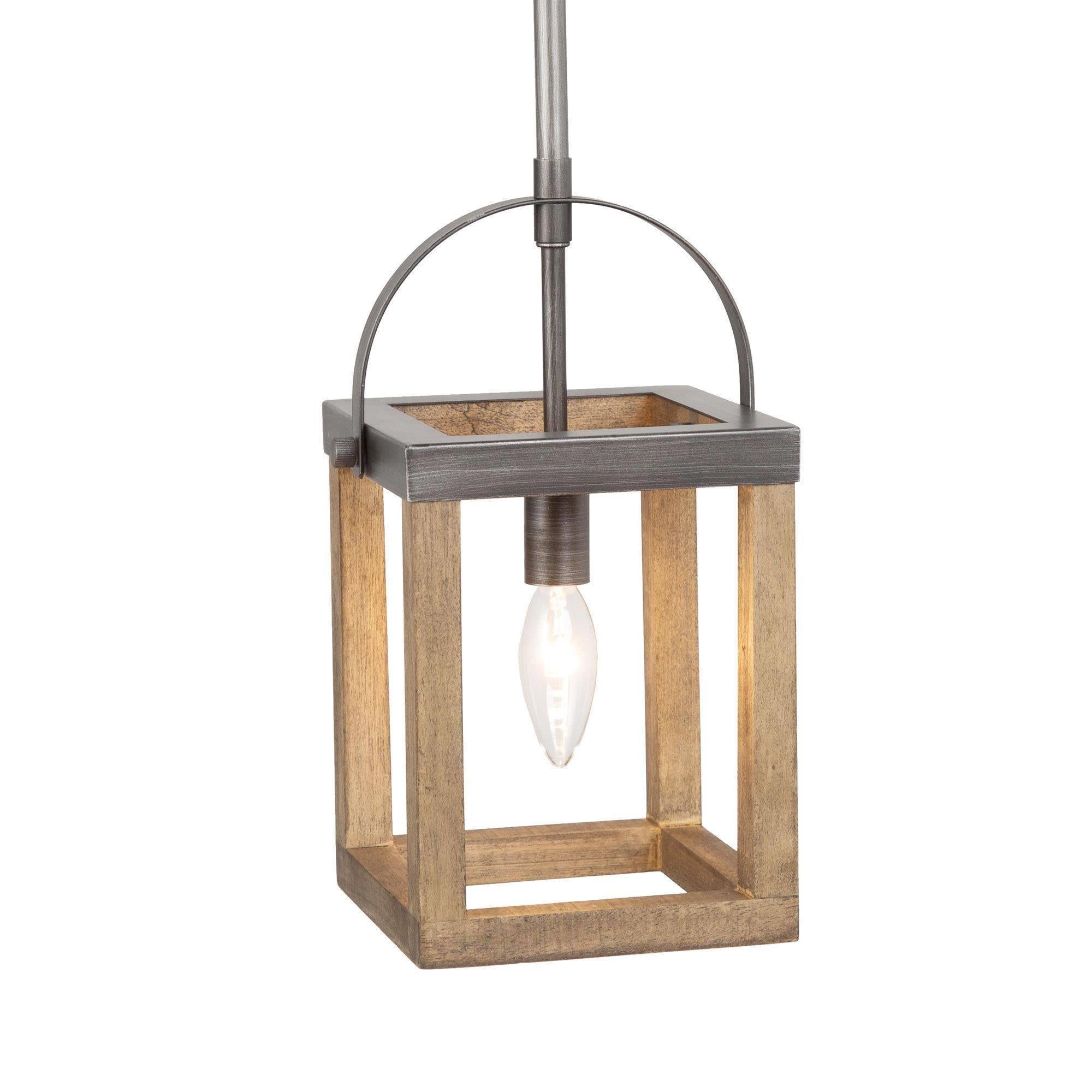 Comondnut 1-Light Mini Wood Farmhouse Pendant Light Fixtures
