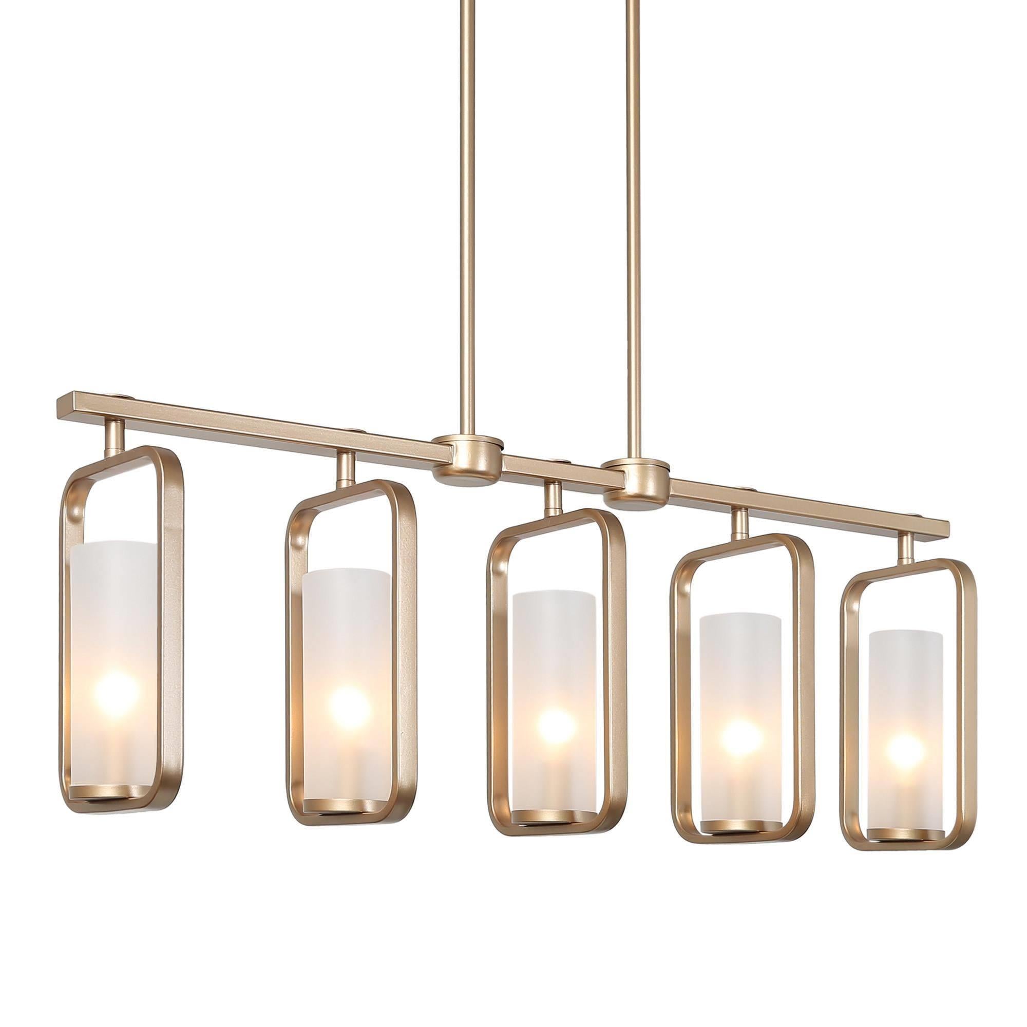 Xylinthia 5-Light 29.5-in Gold Modern Linear Kitchen Island Light