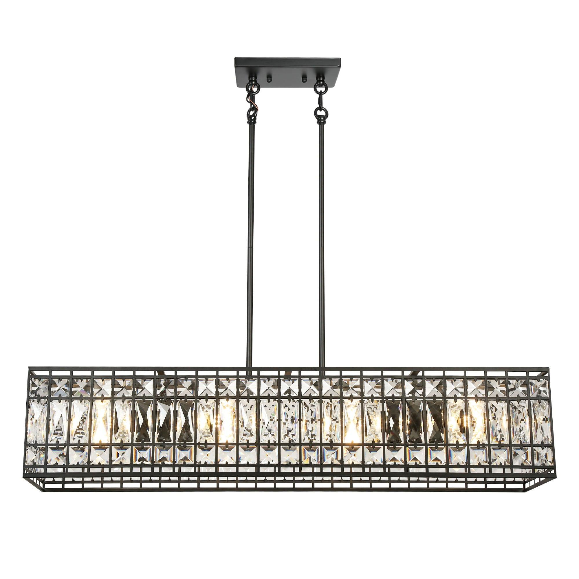 4-Light Crystal Black Kitchen Island Chandeliers