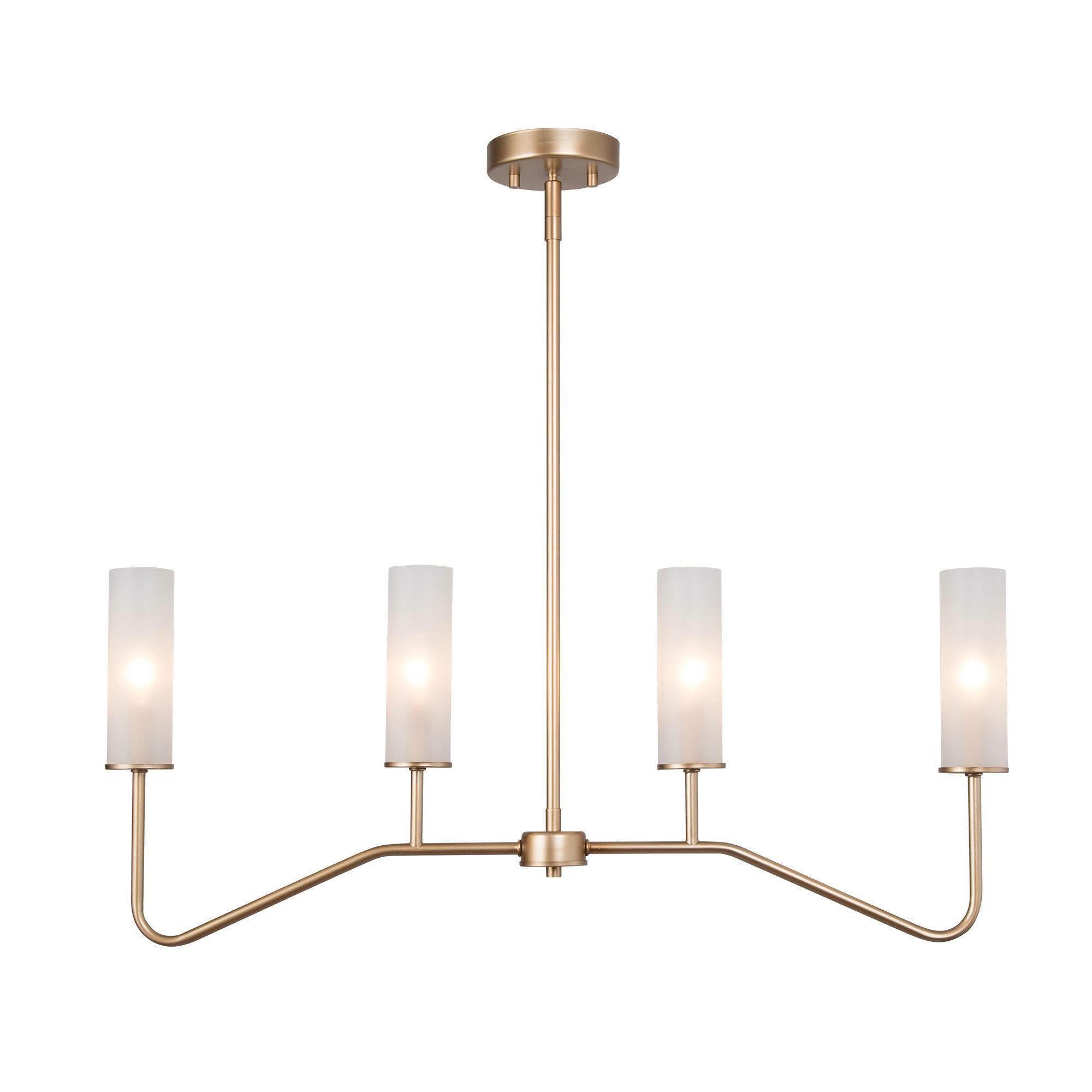 4-Light Modern Island Chandelier Lights with Frosted Glass Shade