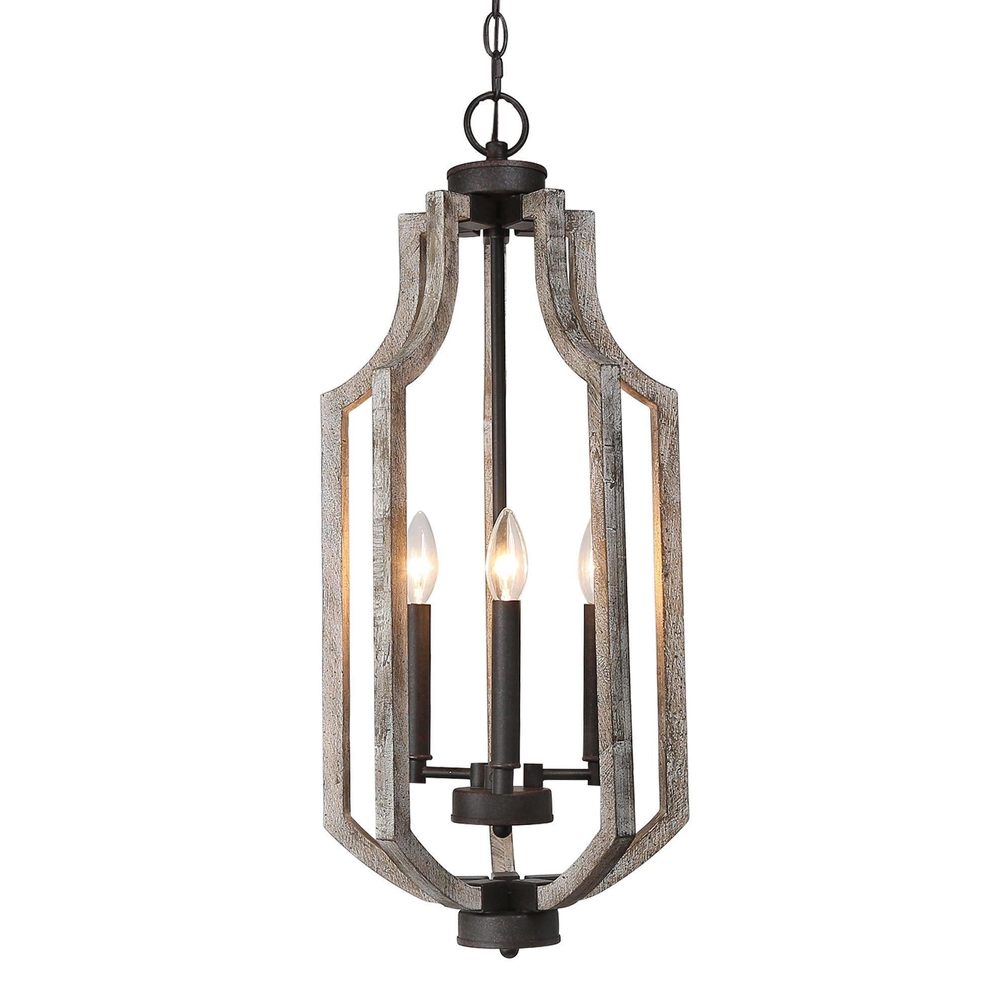 Reyanlery 3-Light Mini Wood Chandelier
