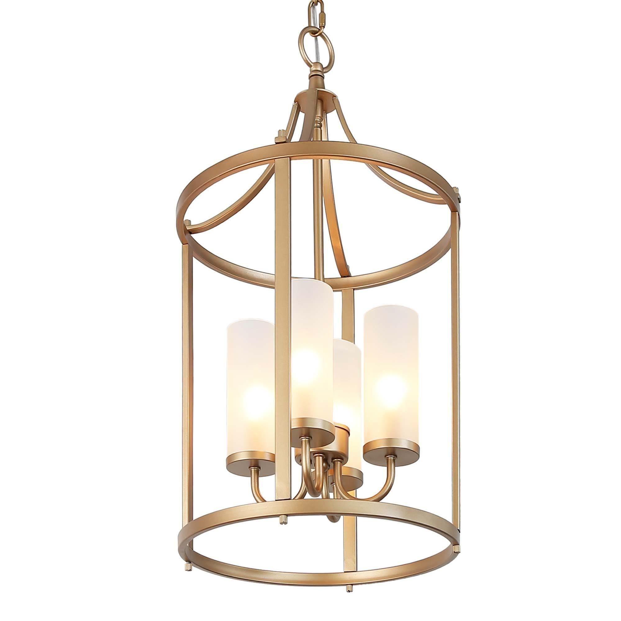 4-Light Gold Lantern Chandeliers