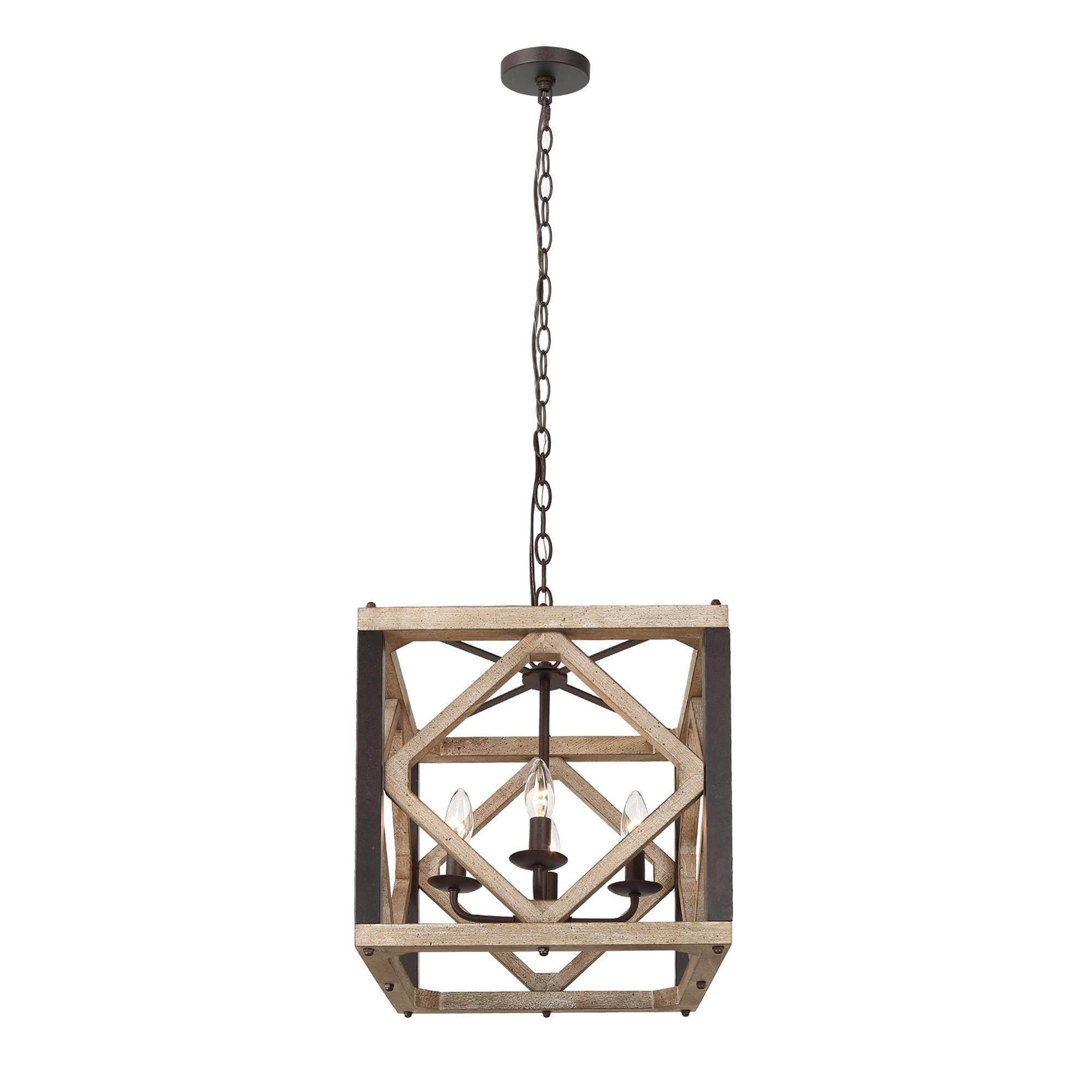 Elijah 4-Light Small Wood Chandelier