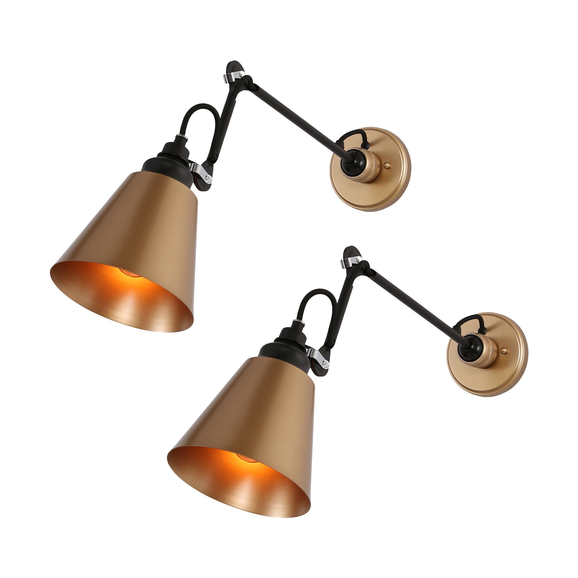 Aurelienne 1-Light 2 Pack Black & Gold Swing Arm Wall Sconces