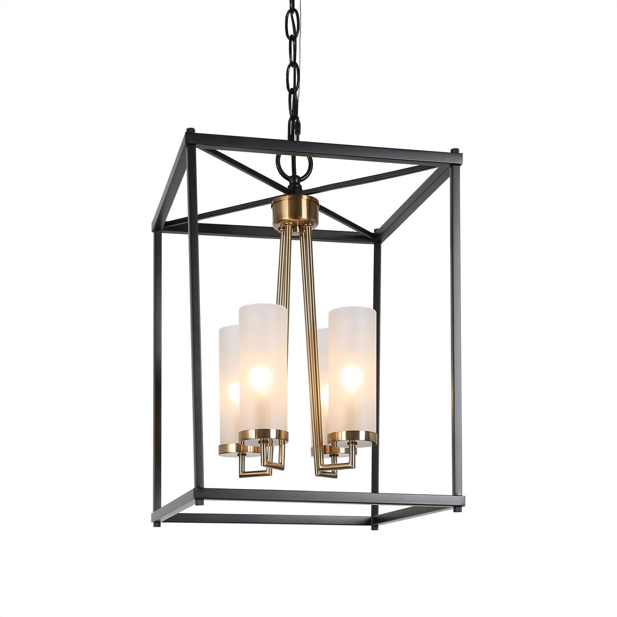 4-Light Square Chandeliers with Frosted Glass Shade