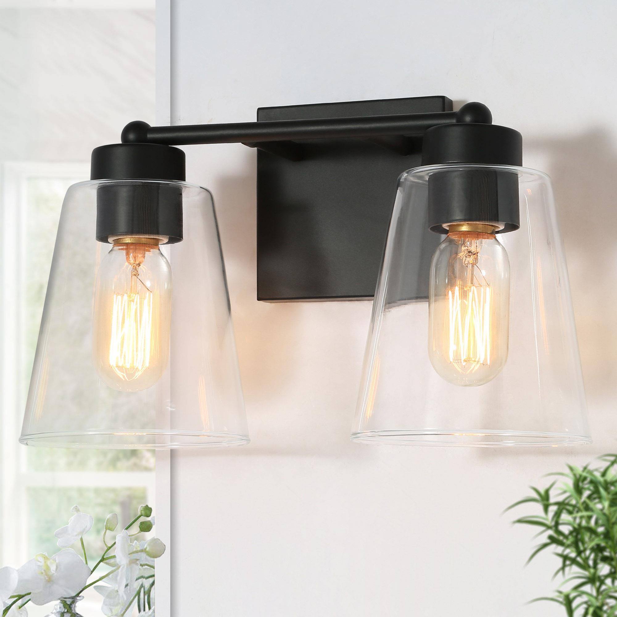 Barry 2-Light Black Vanity Light