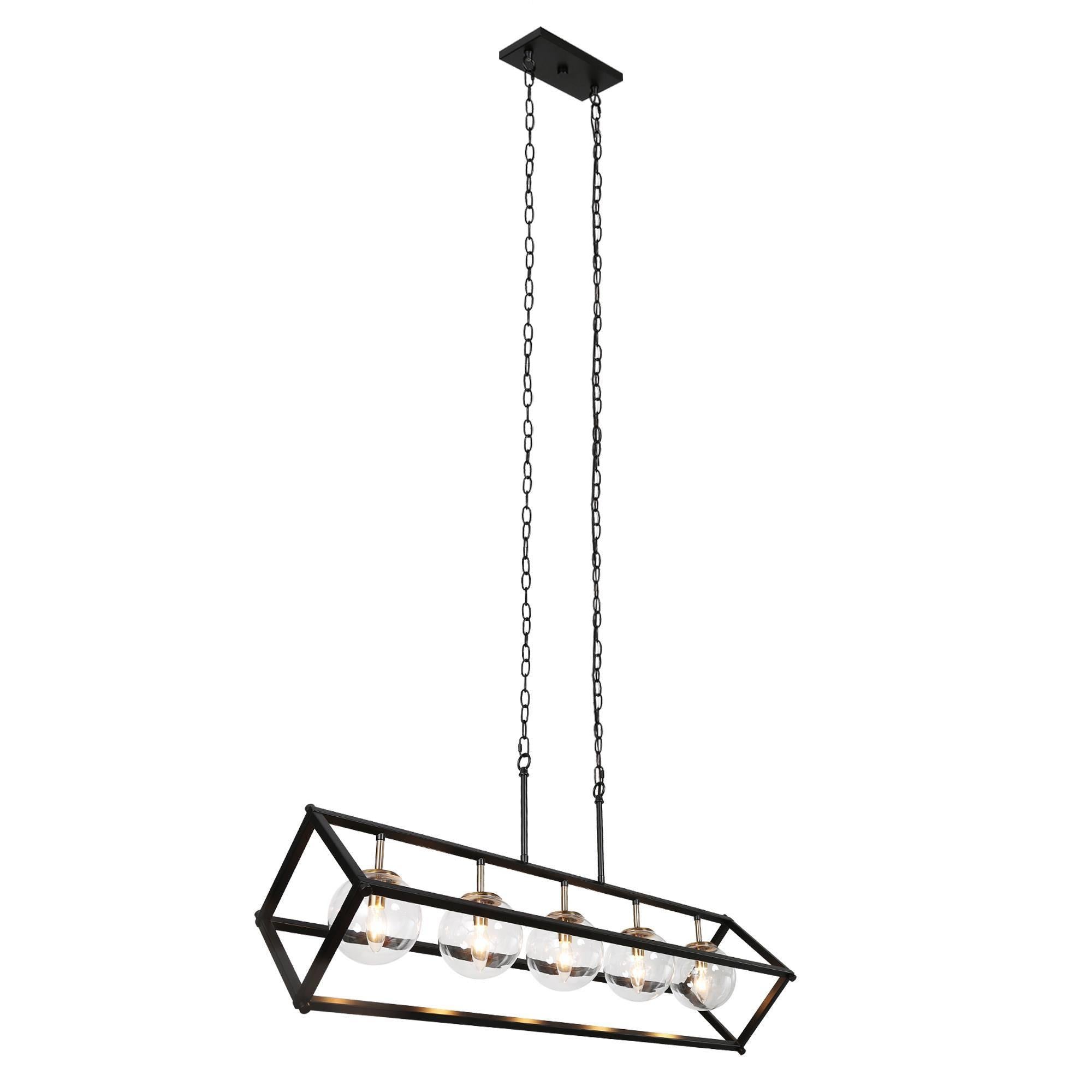 Strwnfdol 5-Light 41.5-in Black Modern Rectangle Kitchen Island Light