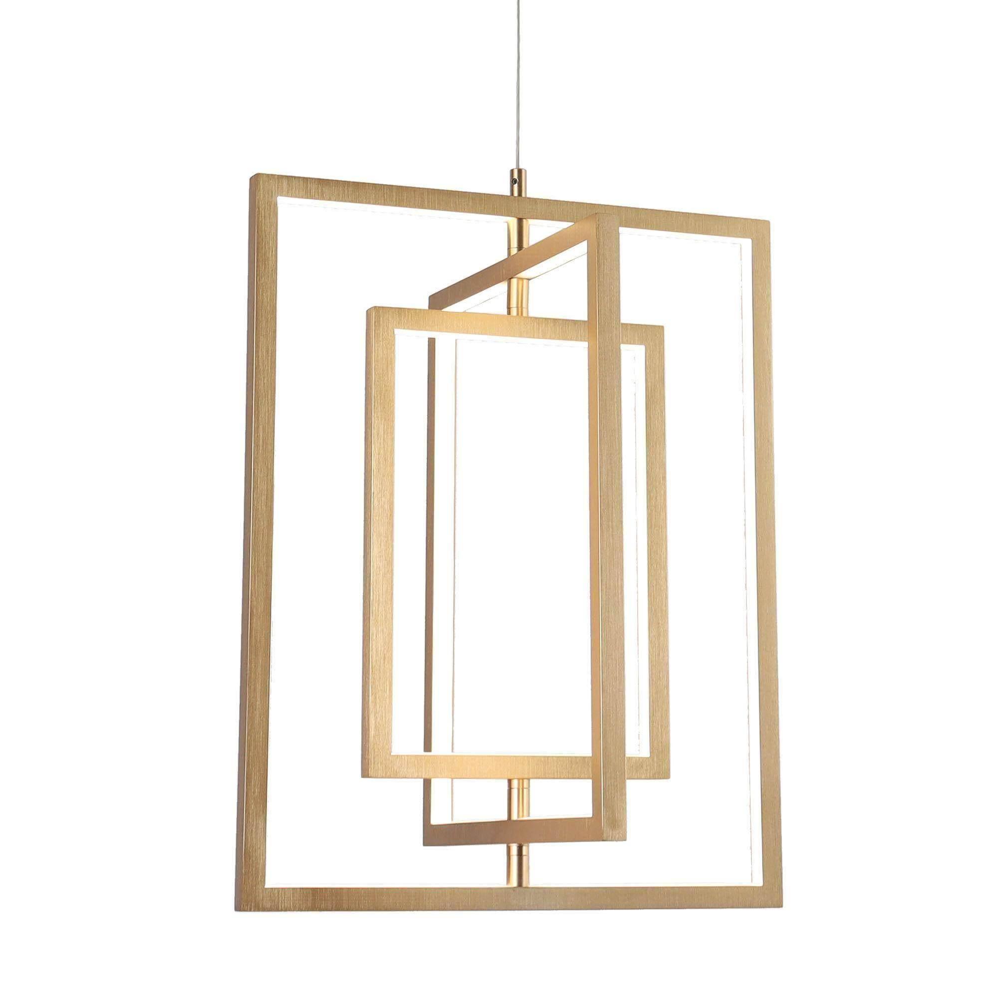 3-Light Gold LED Geometric Chandelier Pendant Lights