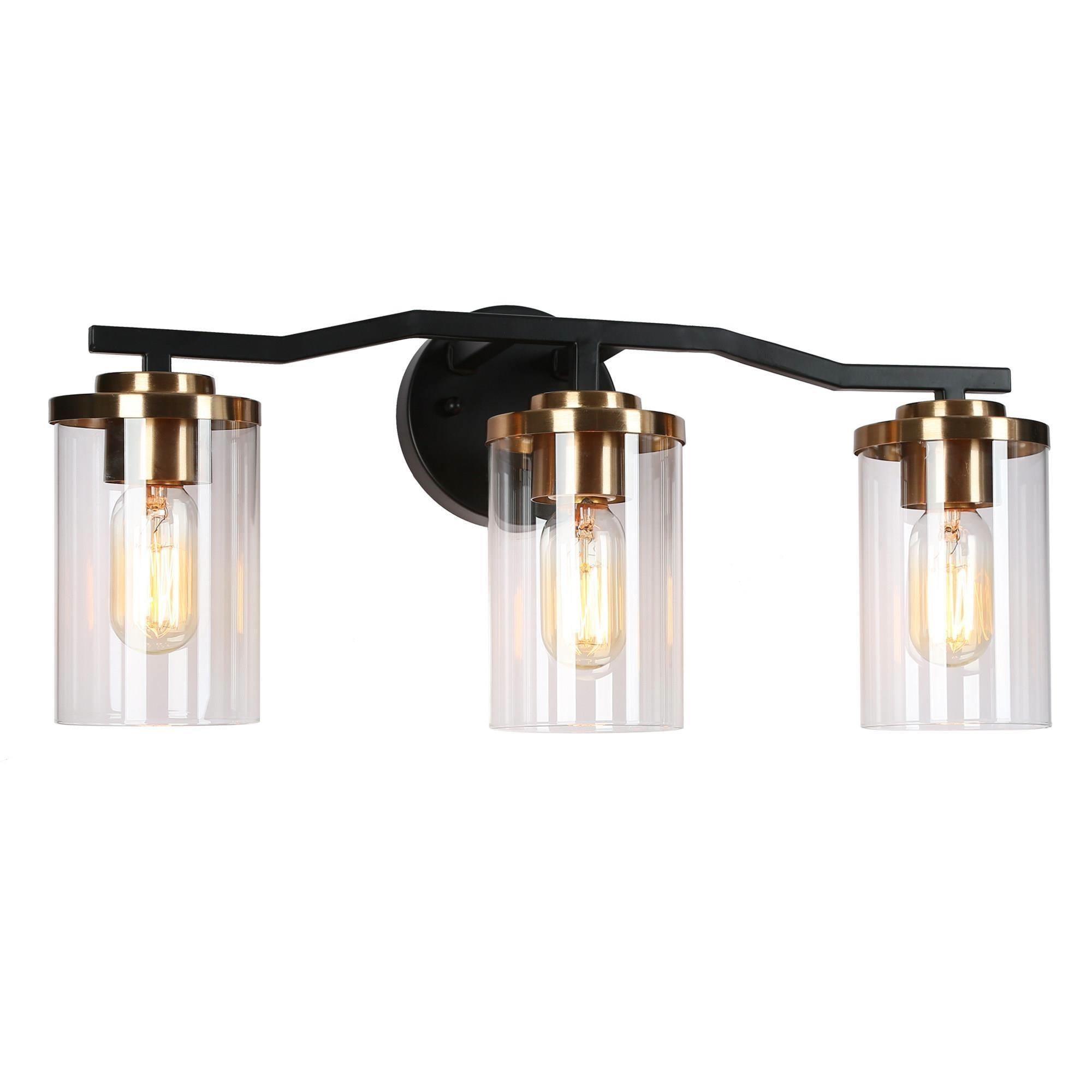 3-Light Bath Vanity Light Cylinder Glass Wall Lamps
