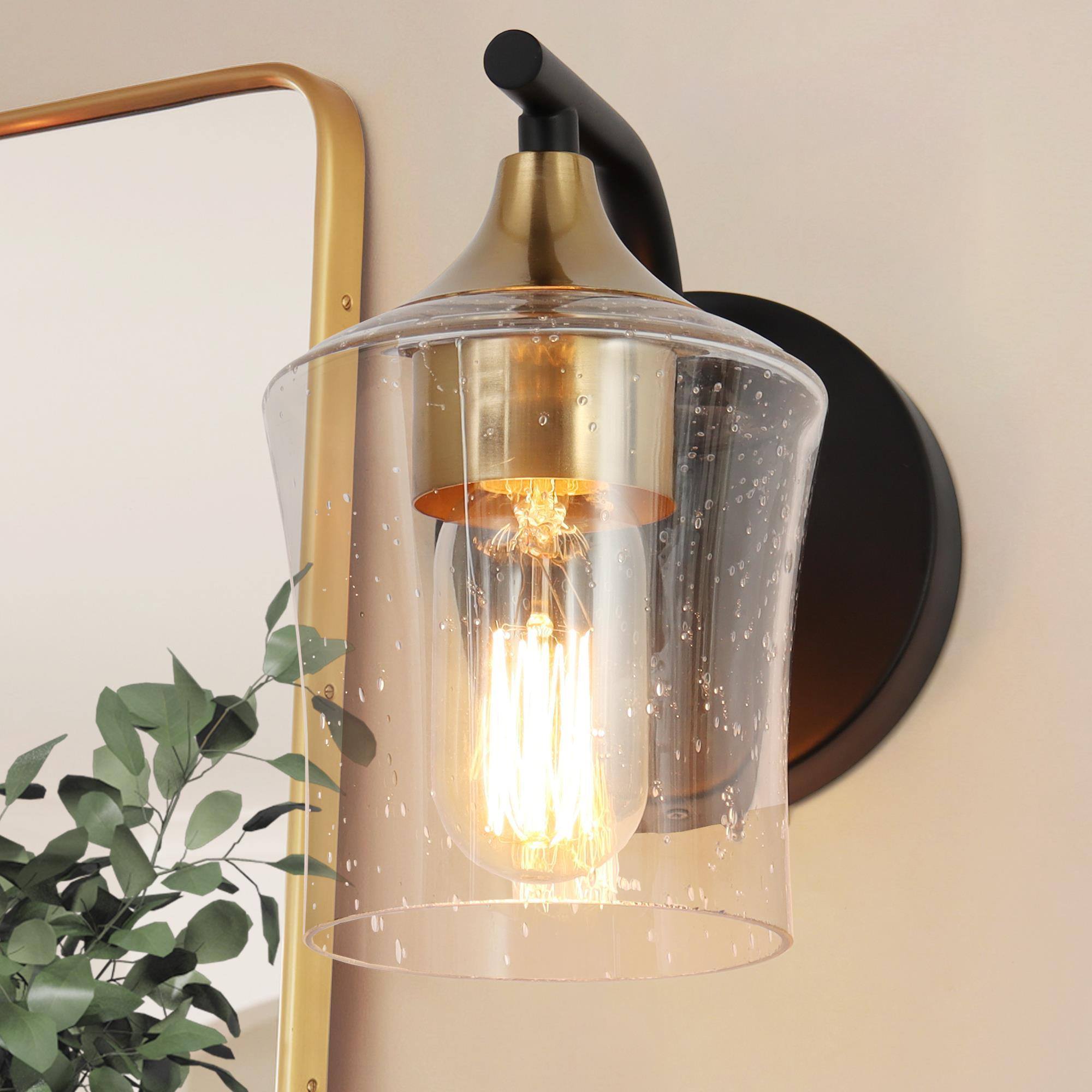 Druggiming 1-Light Black and Gold Vanity Light