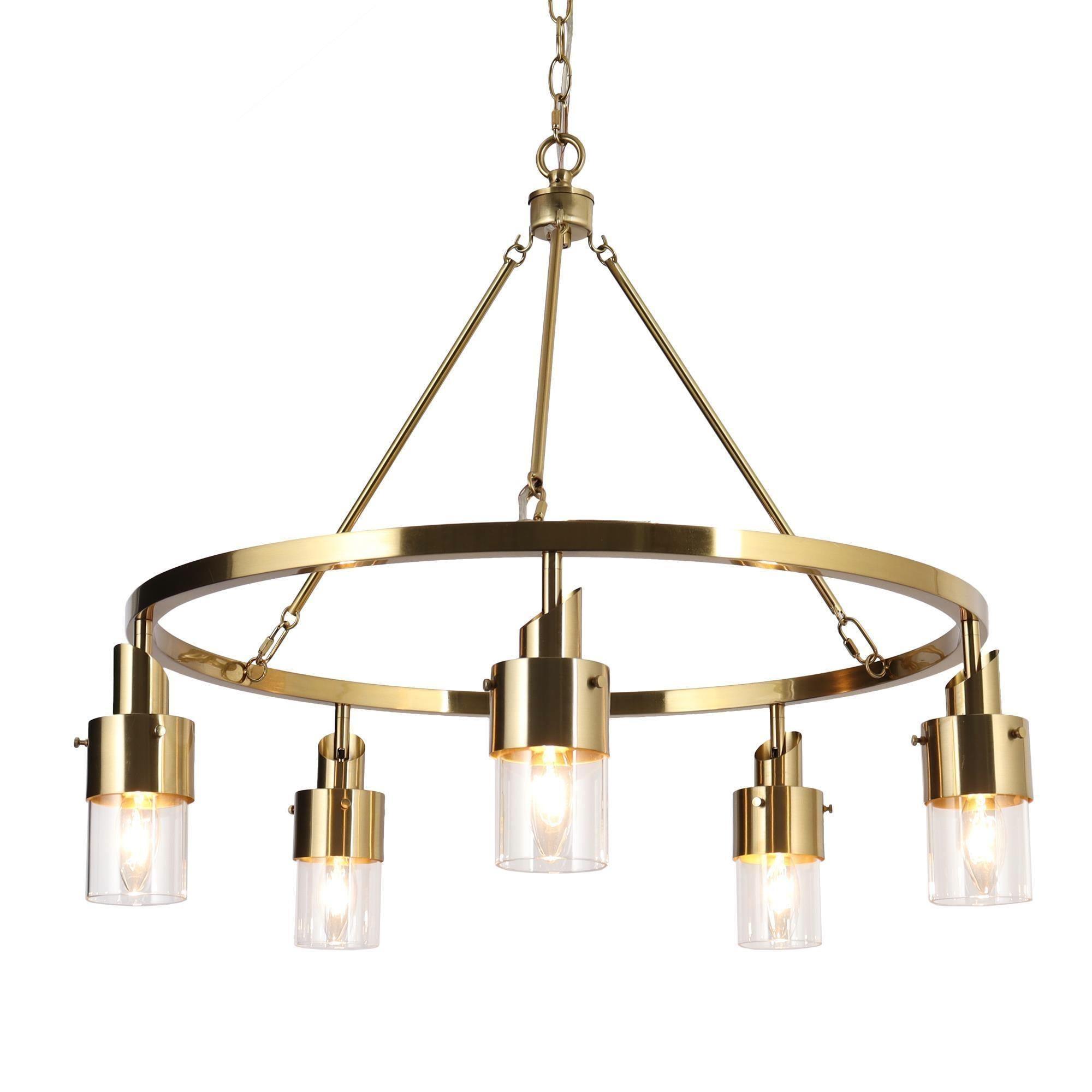 5-Light Gold Wheel Chandeliers