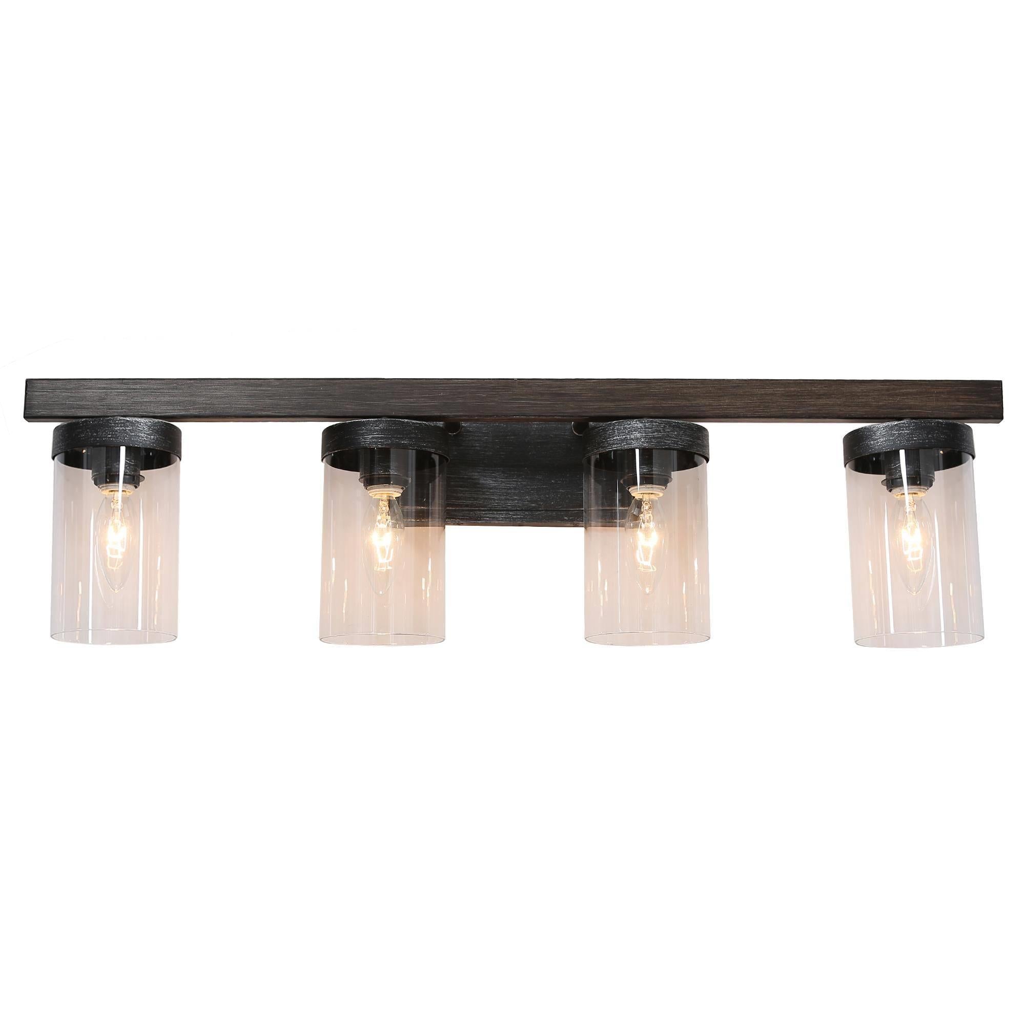 Rayuela 4-Light Black and Wood Vanity Light