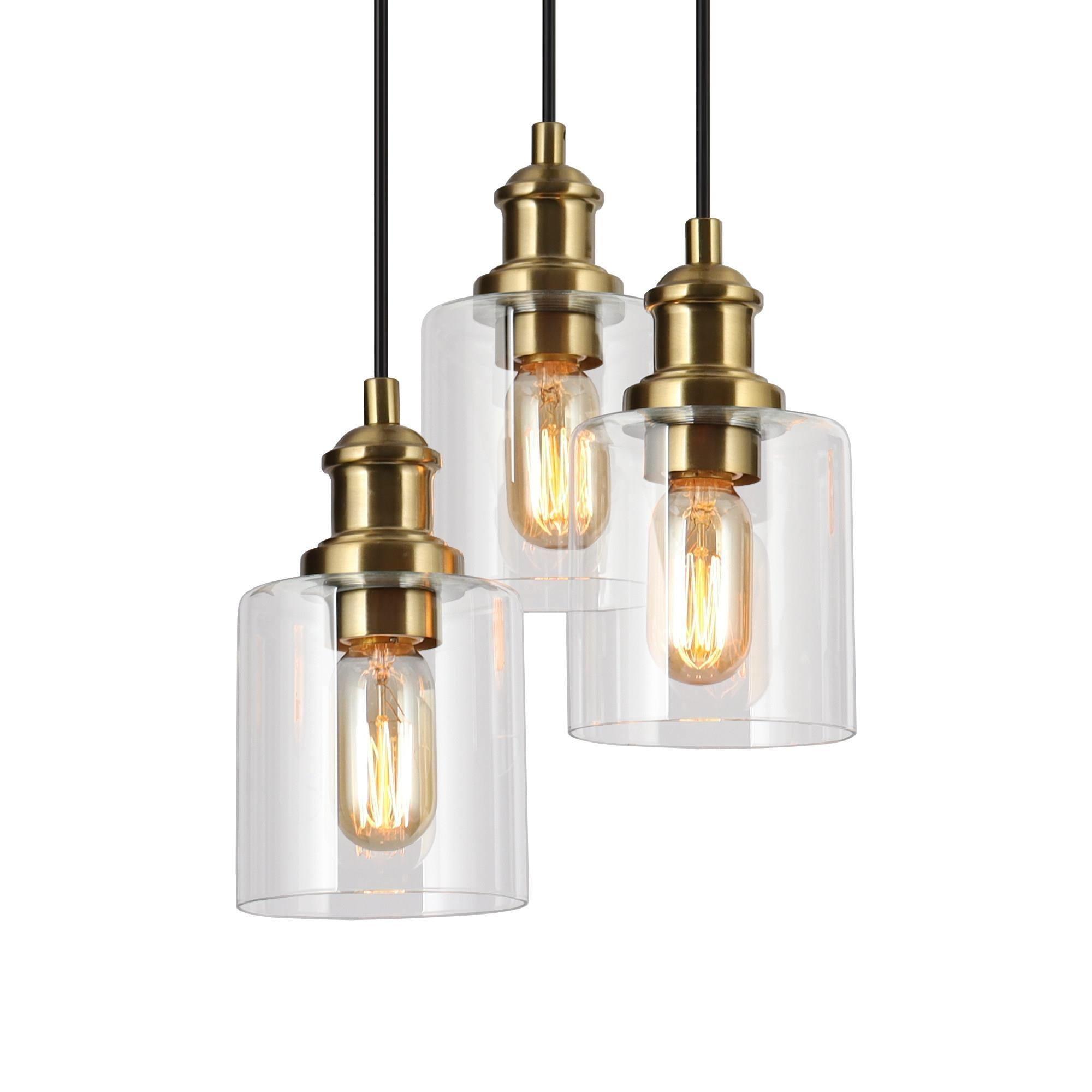 Modern 3-Light Black and Gold Cluster Pendant Lights