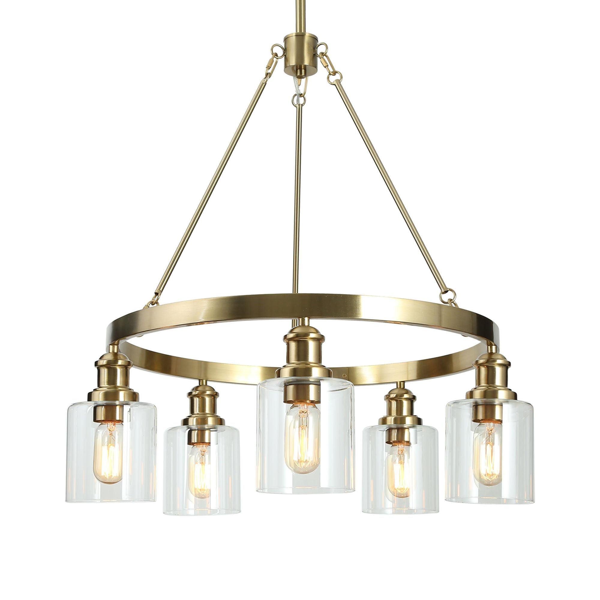 5-Light Gold Wheel Chandeliers