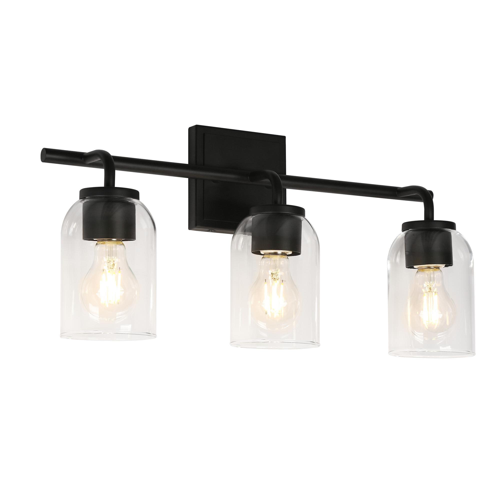 3-Light Bath Vanity Lights Bell Clear Glass Wall Lamps