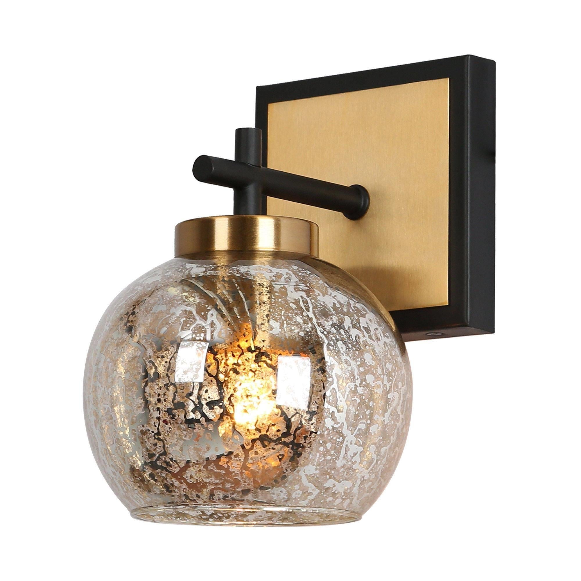 Rafflesia 1-Light Modern Black & Gold Mercury Glass Wall Sconces