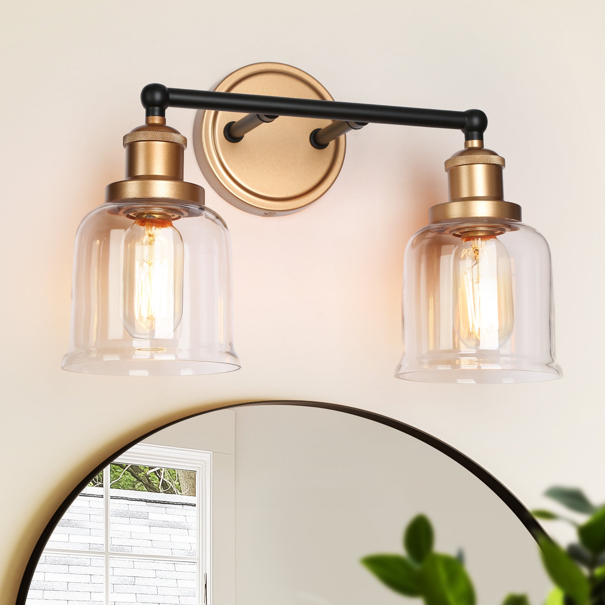 Hengrava 1-Light Black and Gold Vanity Light