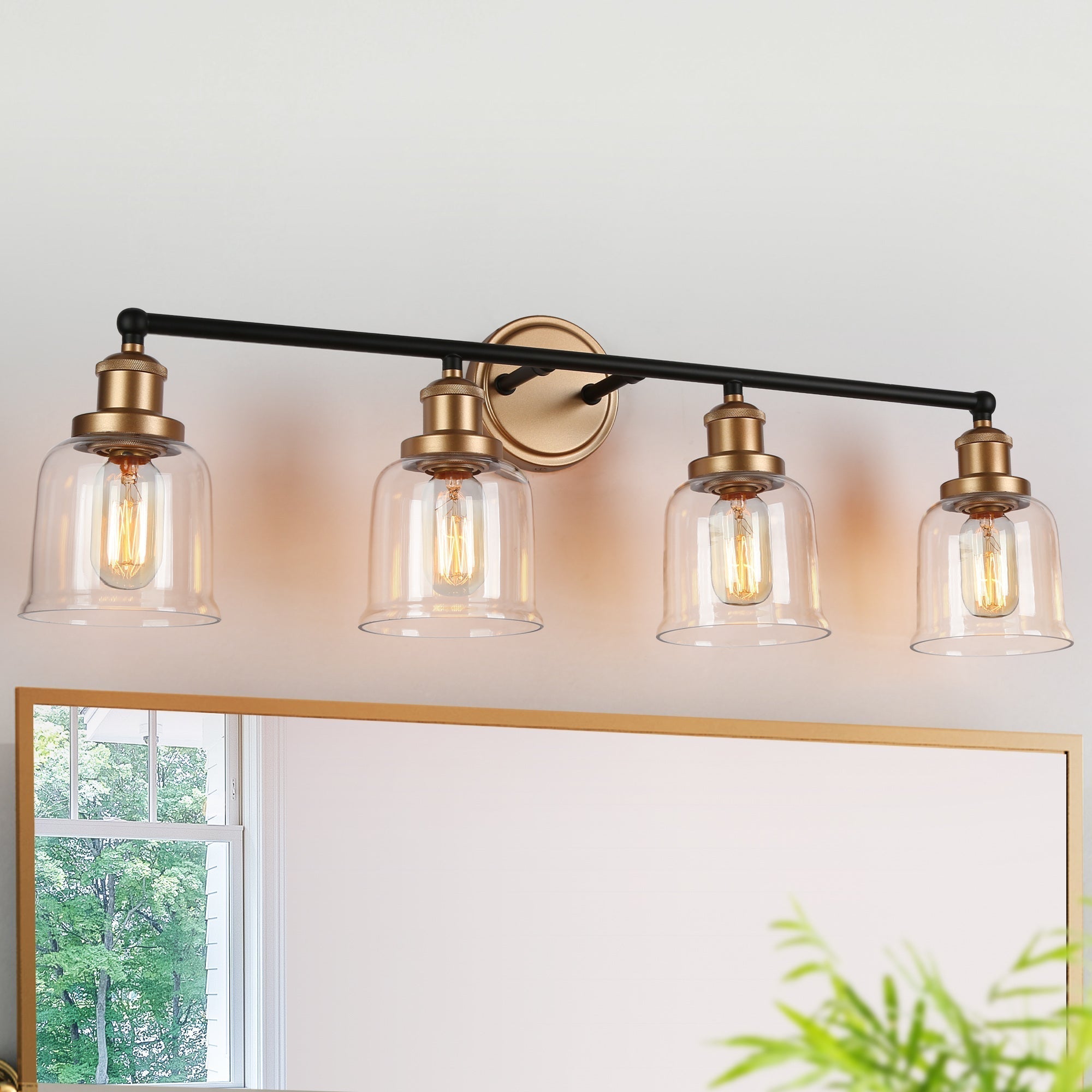 Hengrava 1-Light Black and Gold Vanity Light