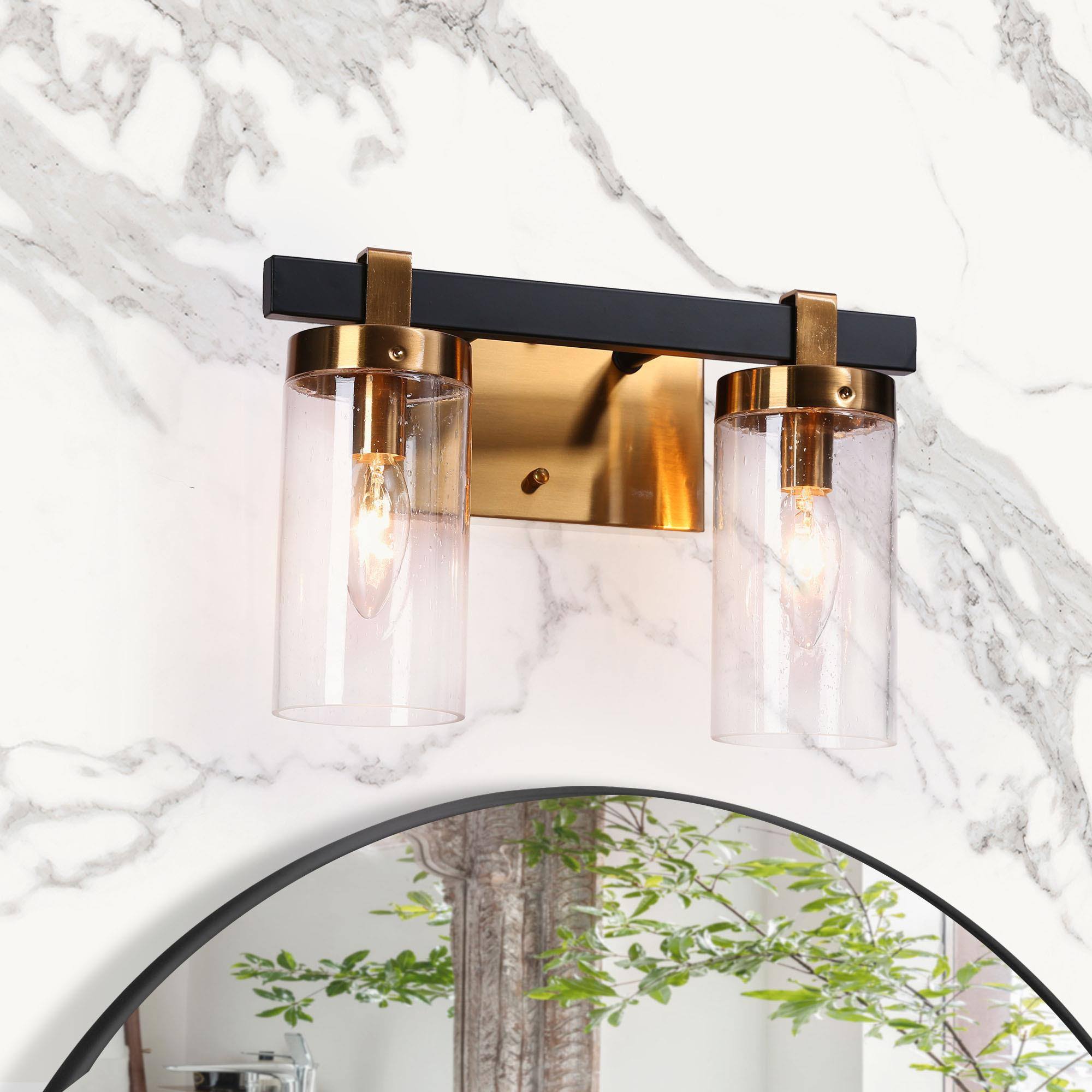 Sean 2-Light Black and Brass Vanity Light