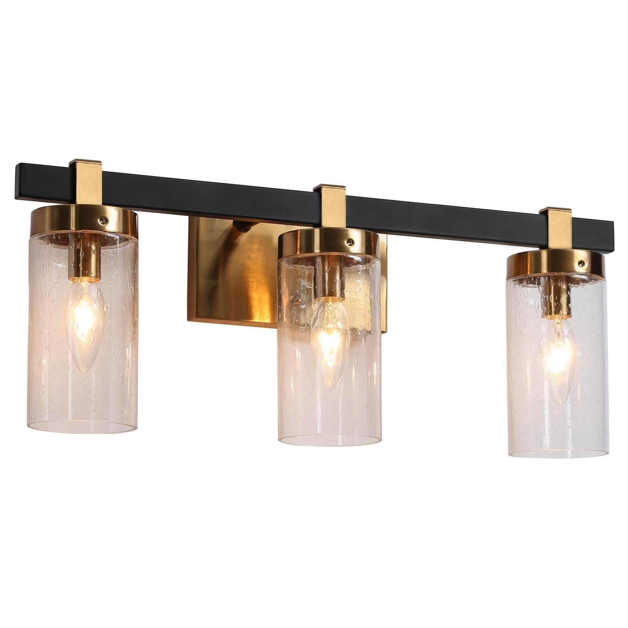 Sean 3-Light Black and Brass Vanity Light